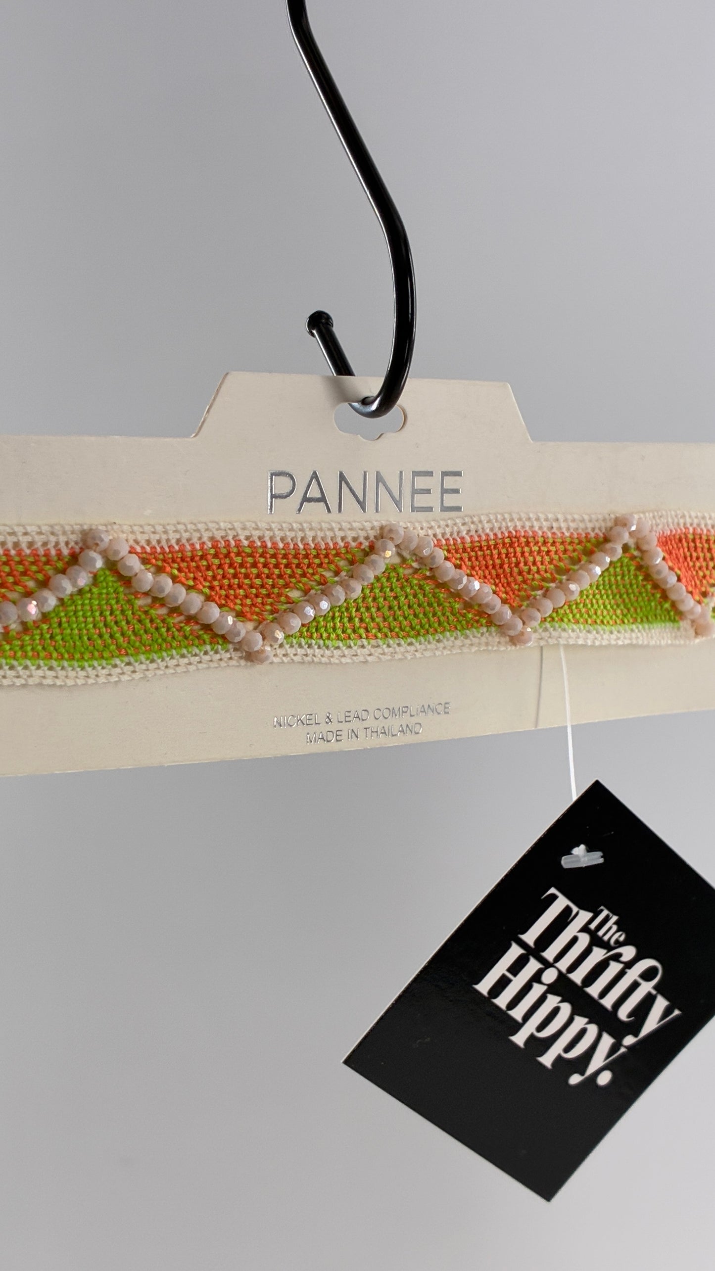 Vintage PANNEE Green Orange Beaded Choker