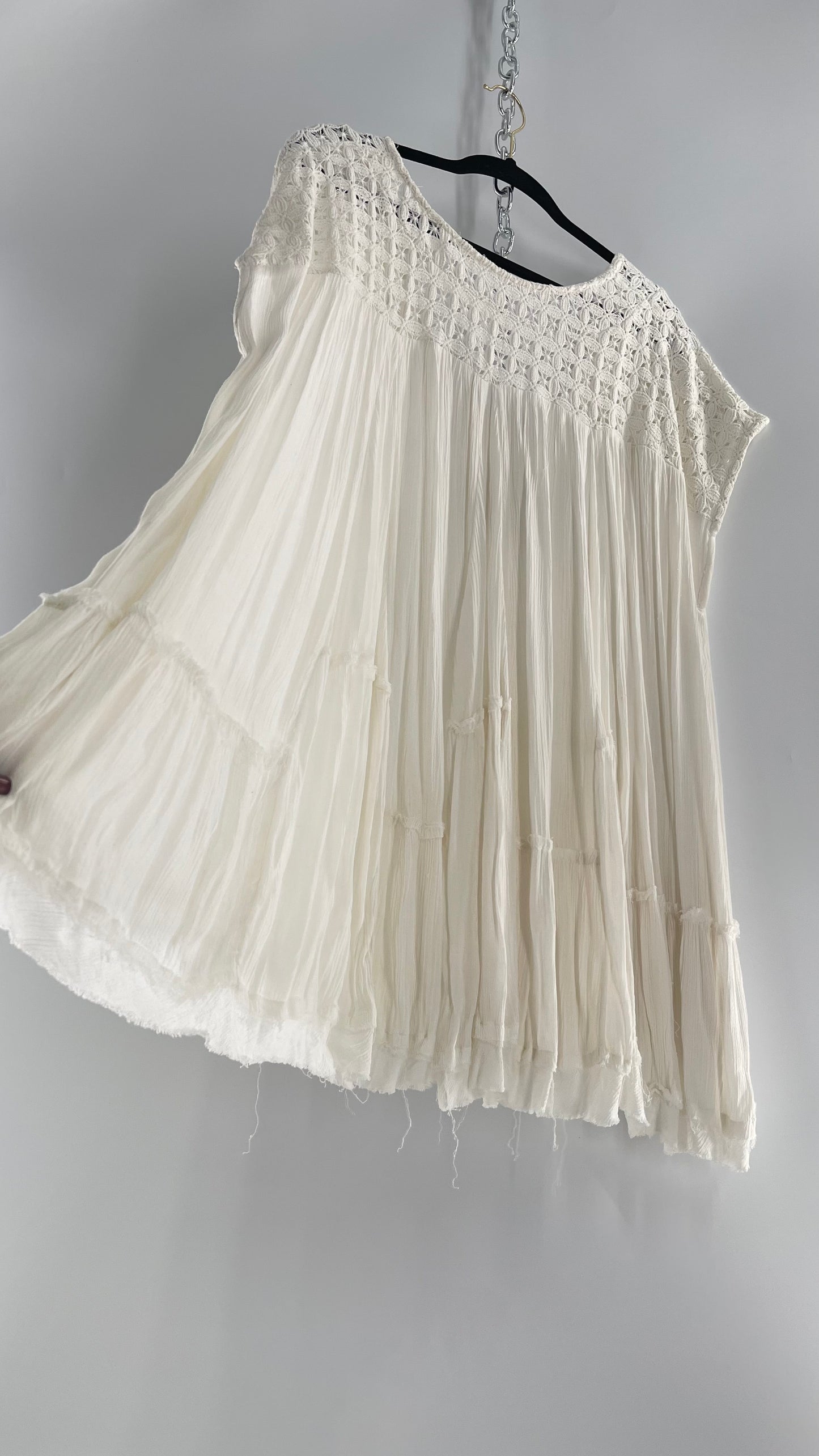 Free People White Cotton Voluminous T Shirt Dress (S)
