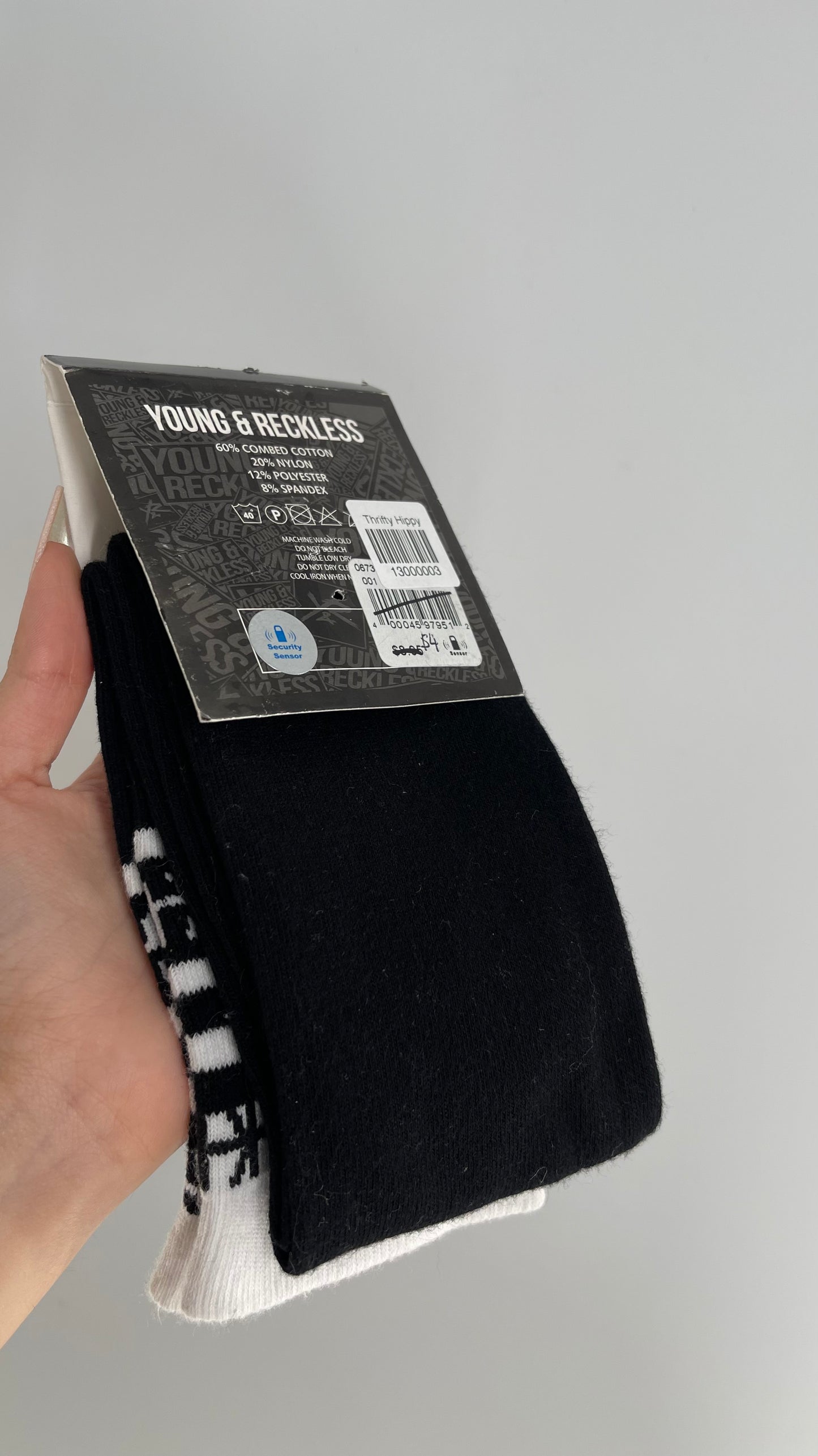 Young & Reckless Black and White Socks