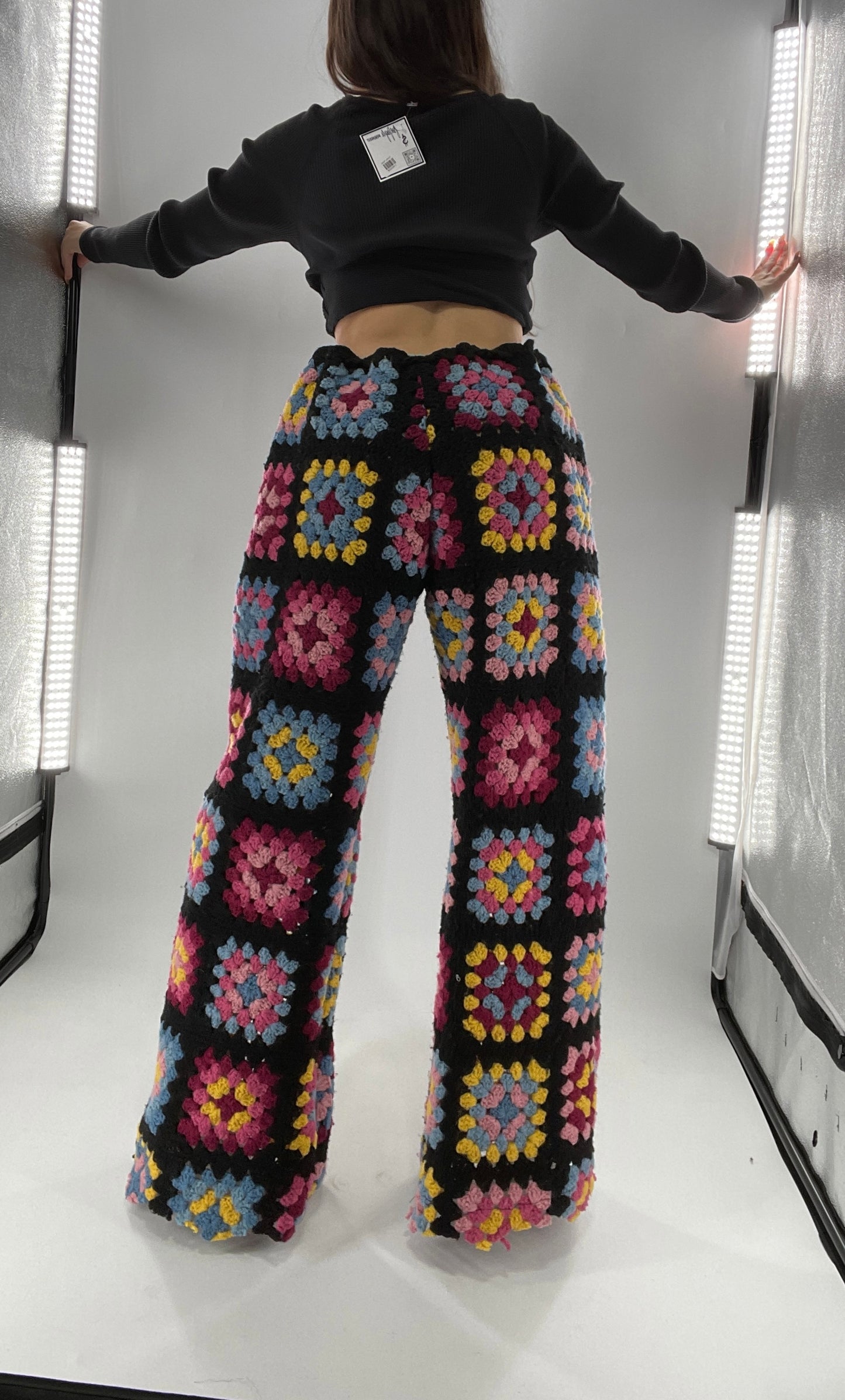 CUSTOM Handmade Granny Square High Contrast Lounge Pants (XS/S/M/L)