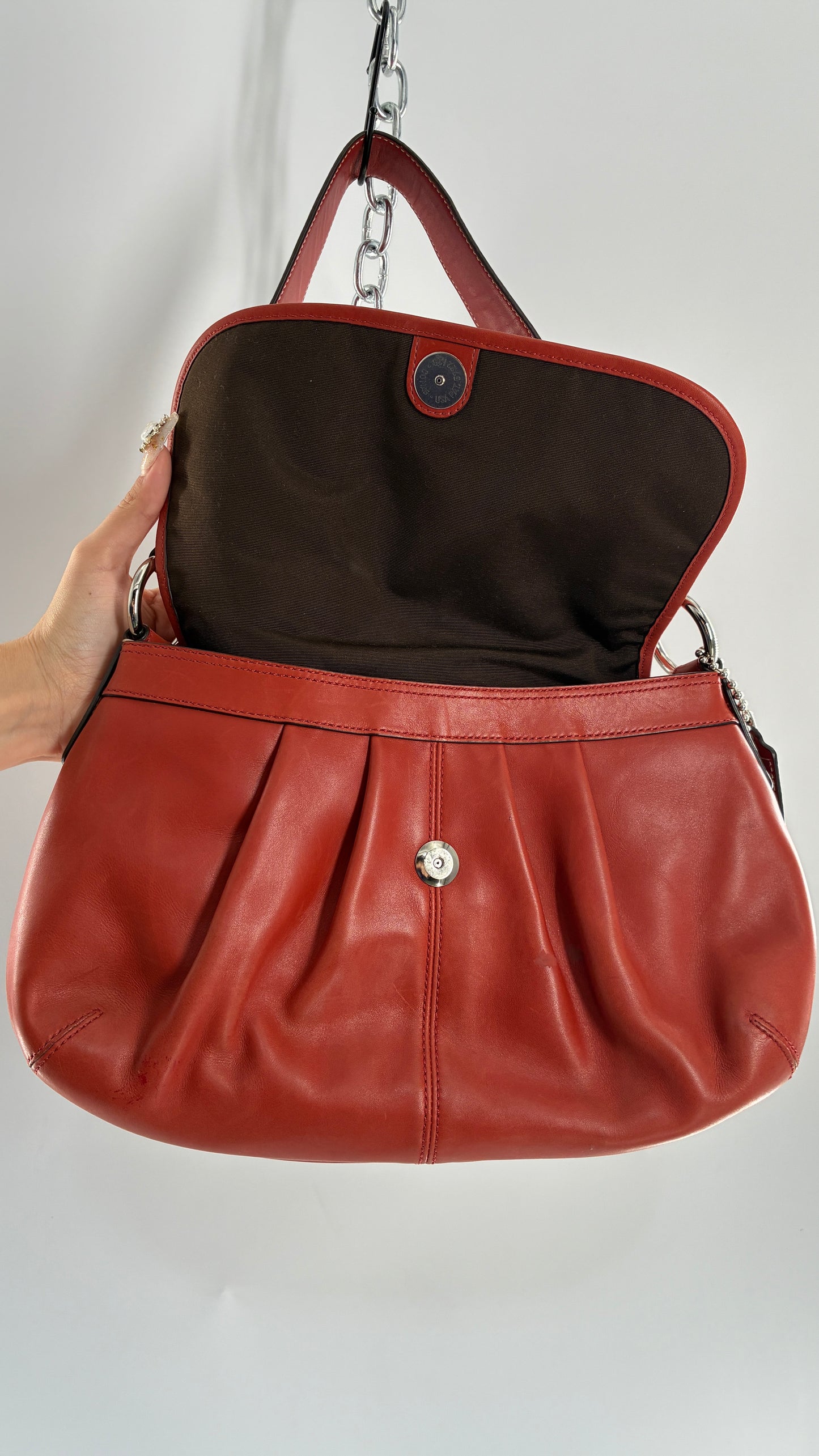 Vintage COACH Soho Salmon Orange Genuine Leather Shoulder Bag