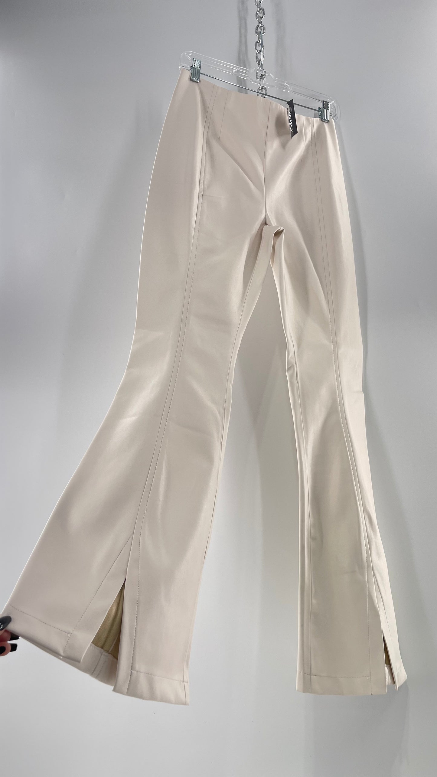 Free People White Cream Faux Flare Leather Pants (29)