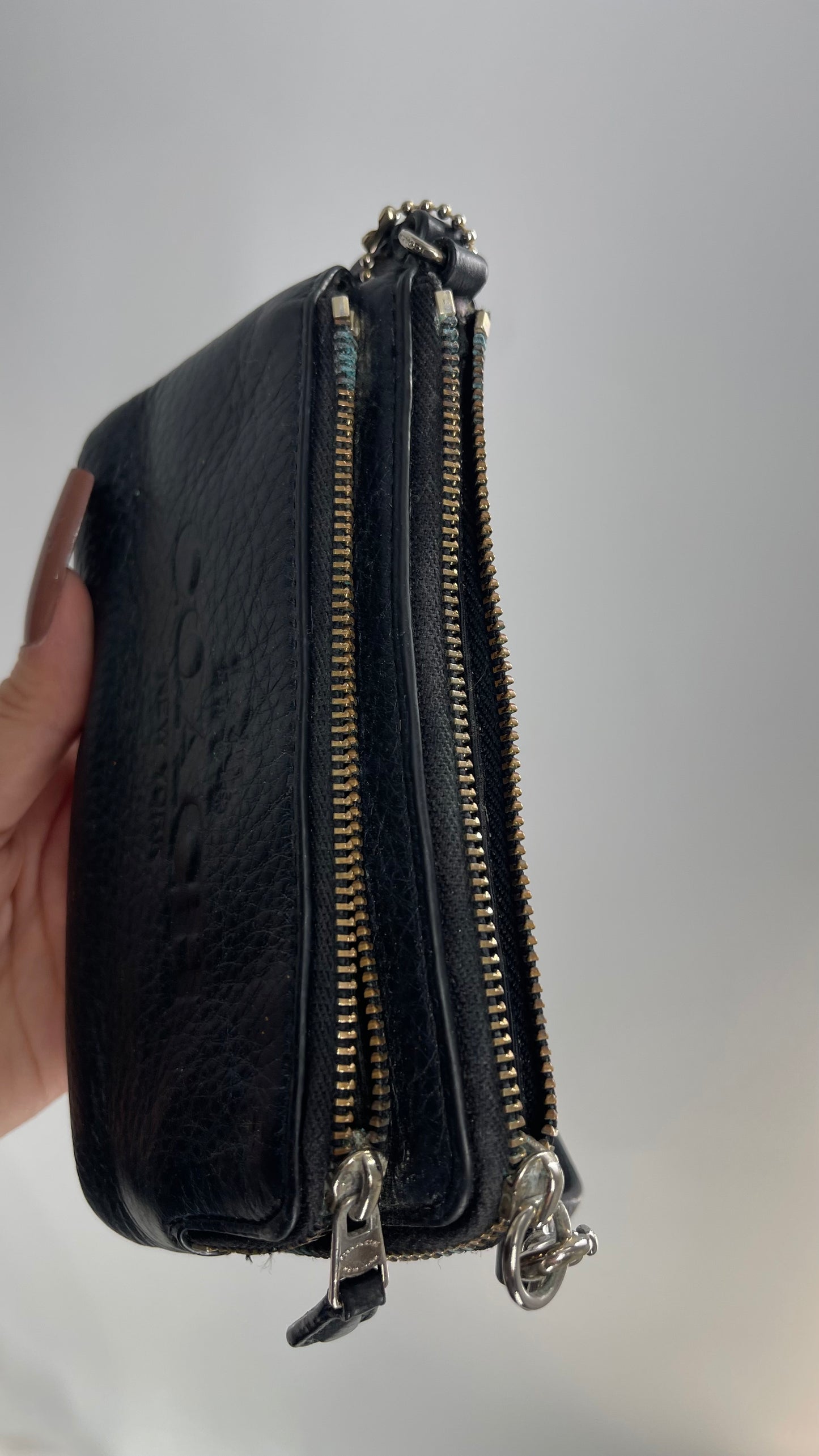 Vintage COACH Black Leather Coin Pouch Wallet