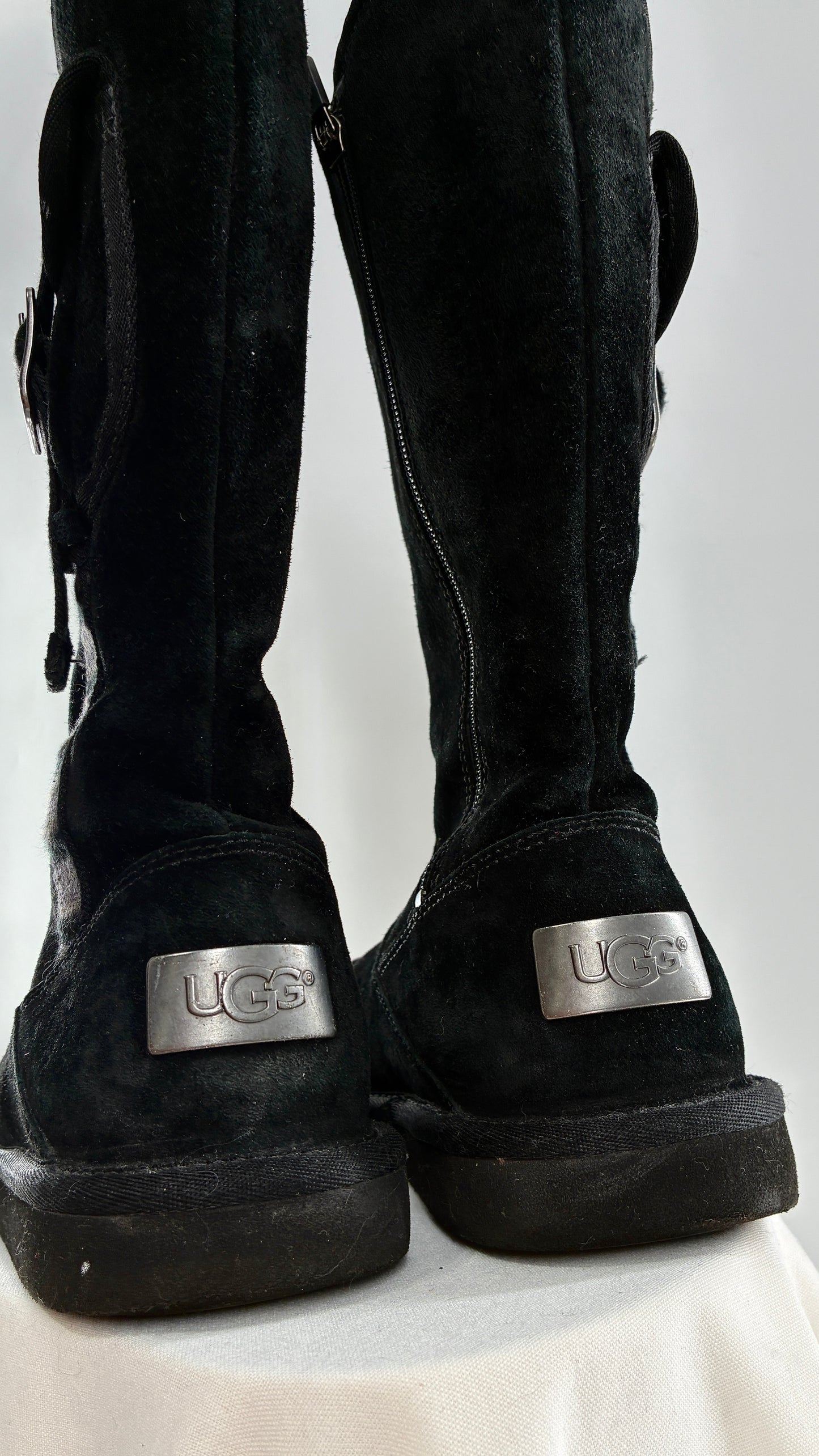 UGG Australia Black Suede Tall Cargo Boot (6)