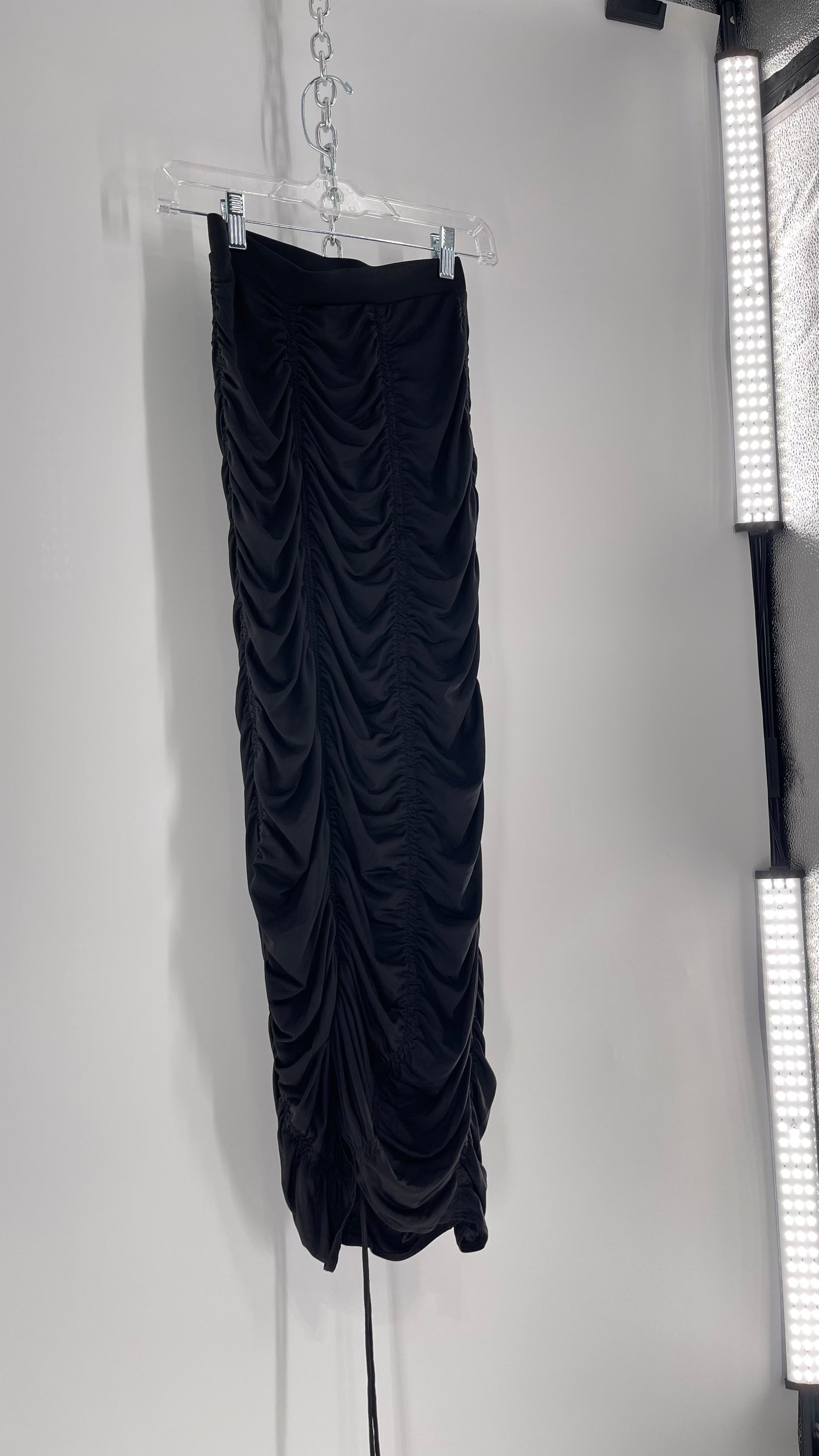 Urban Outfitters Black Ruched Full Length Lycra Skirt (XS)
