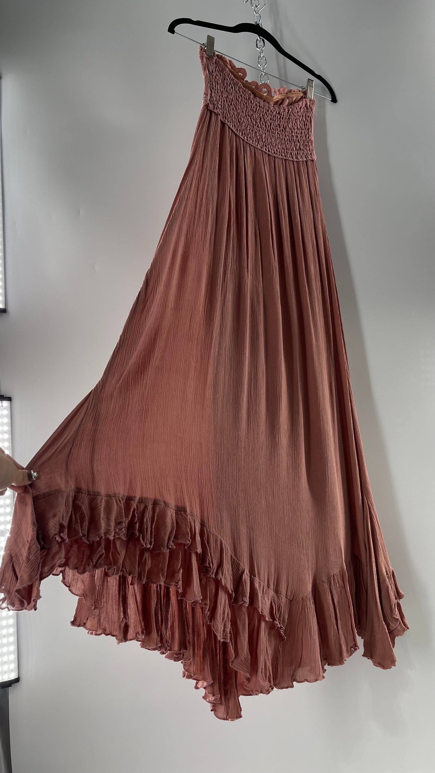 Free People Adella Mauve/Dusty Pink Full Length Maxi Dress (Small)