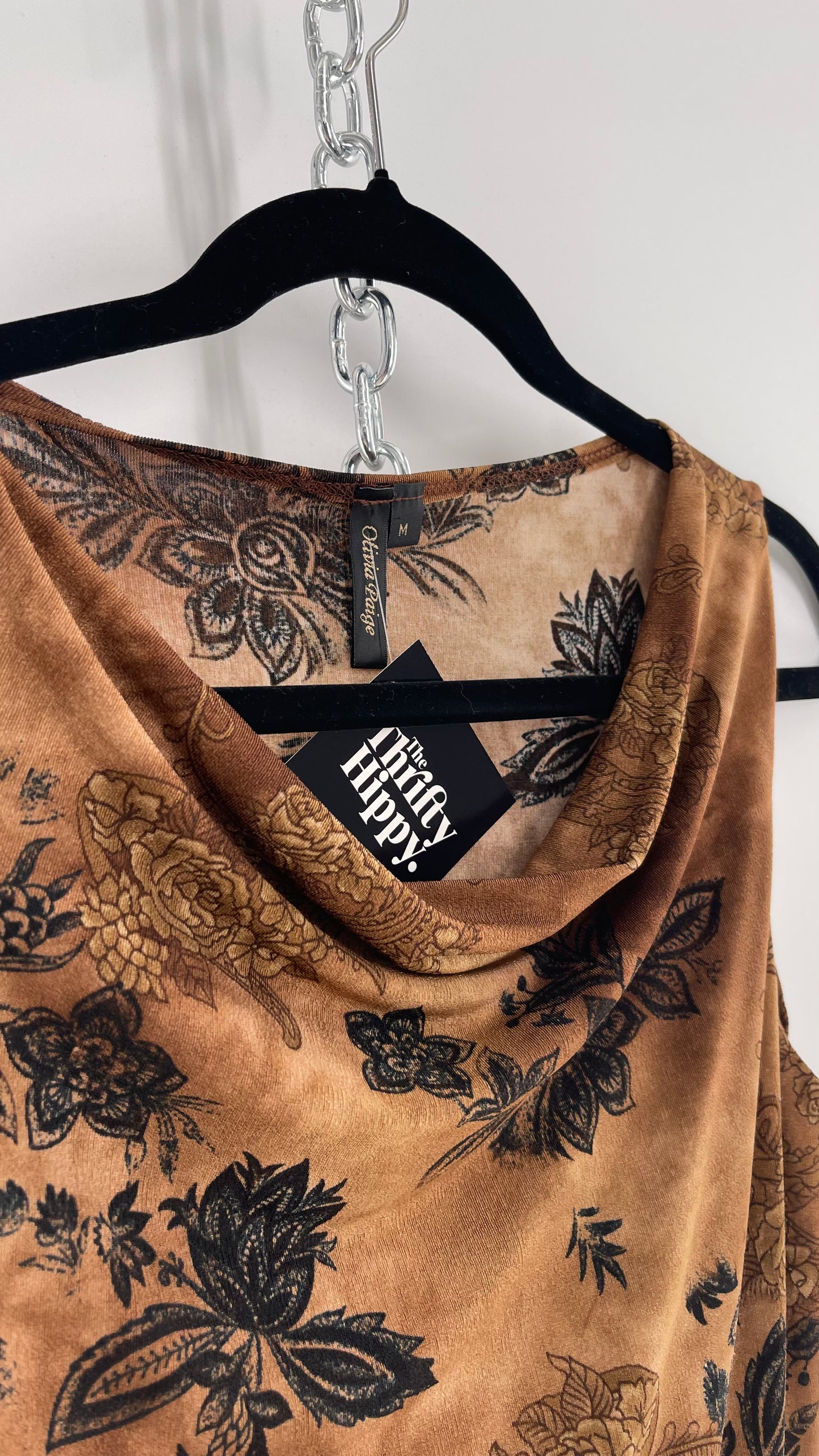 Vintage Olivia Paige Brown Tie Dye Floral Tank (Medium)