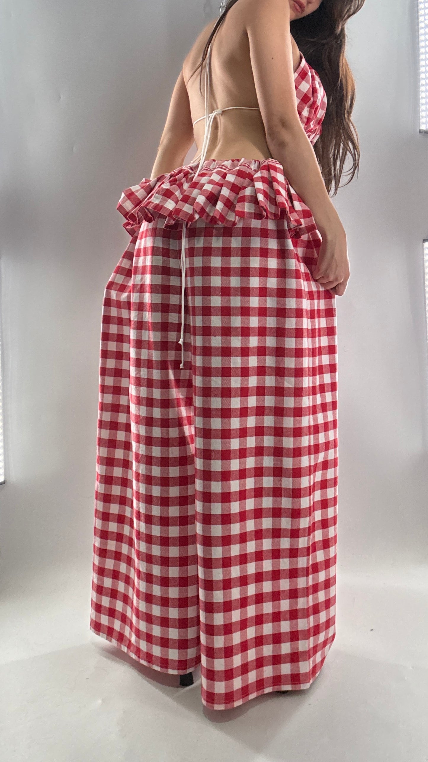 Vintage Handmade Picnic Red/White Gingham Two Piece Set (XS-L)