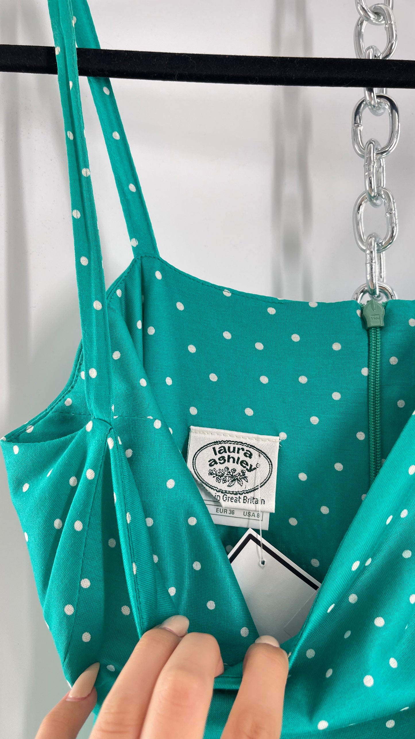 Vintage Laura Ashley Teal Polka Dot (8)