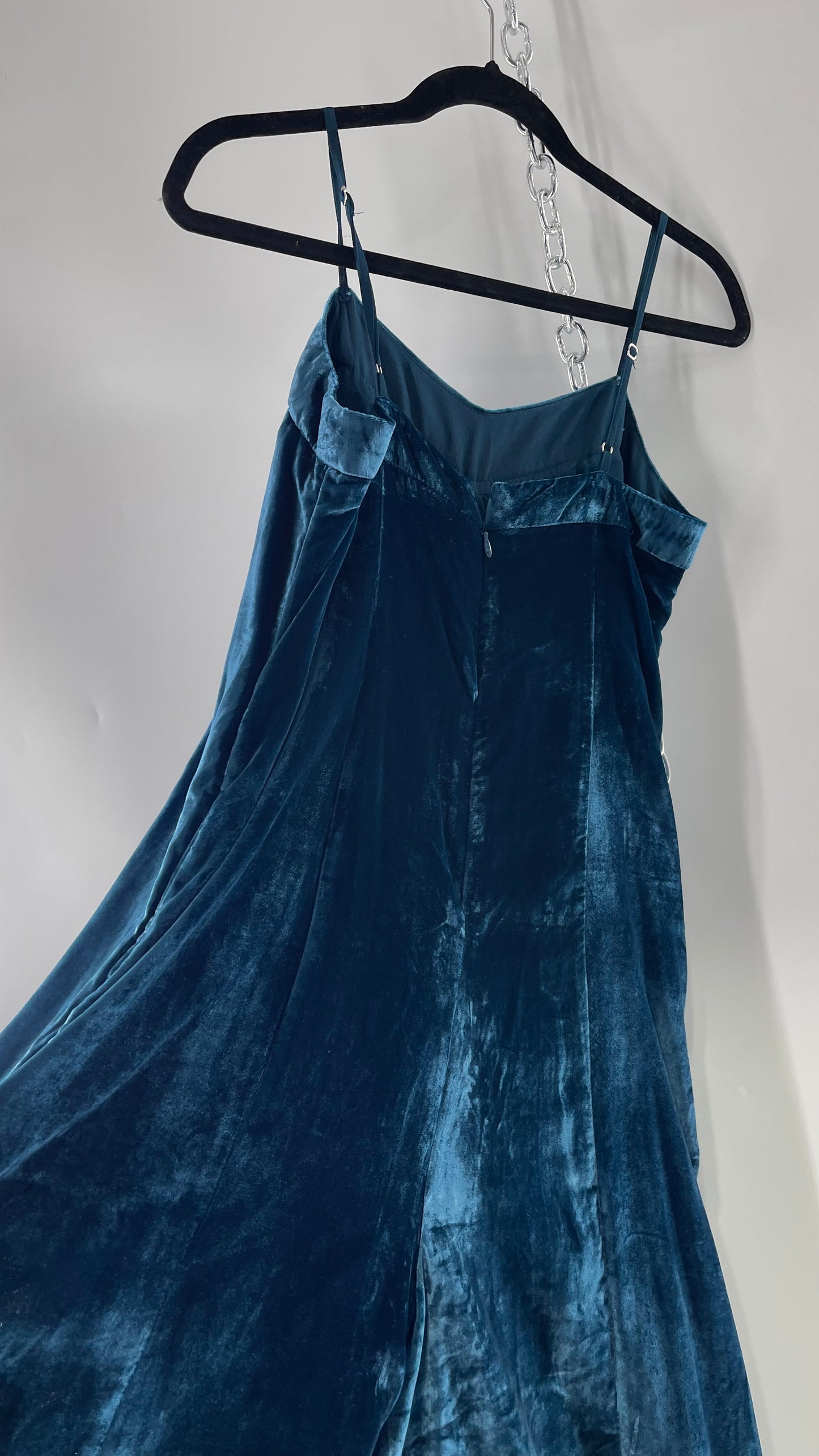 Anthropologie Blue Velvet Velour Wide Leg Jumpsuit (2)