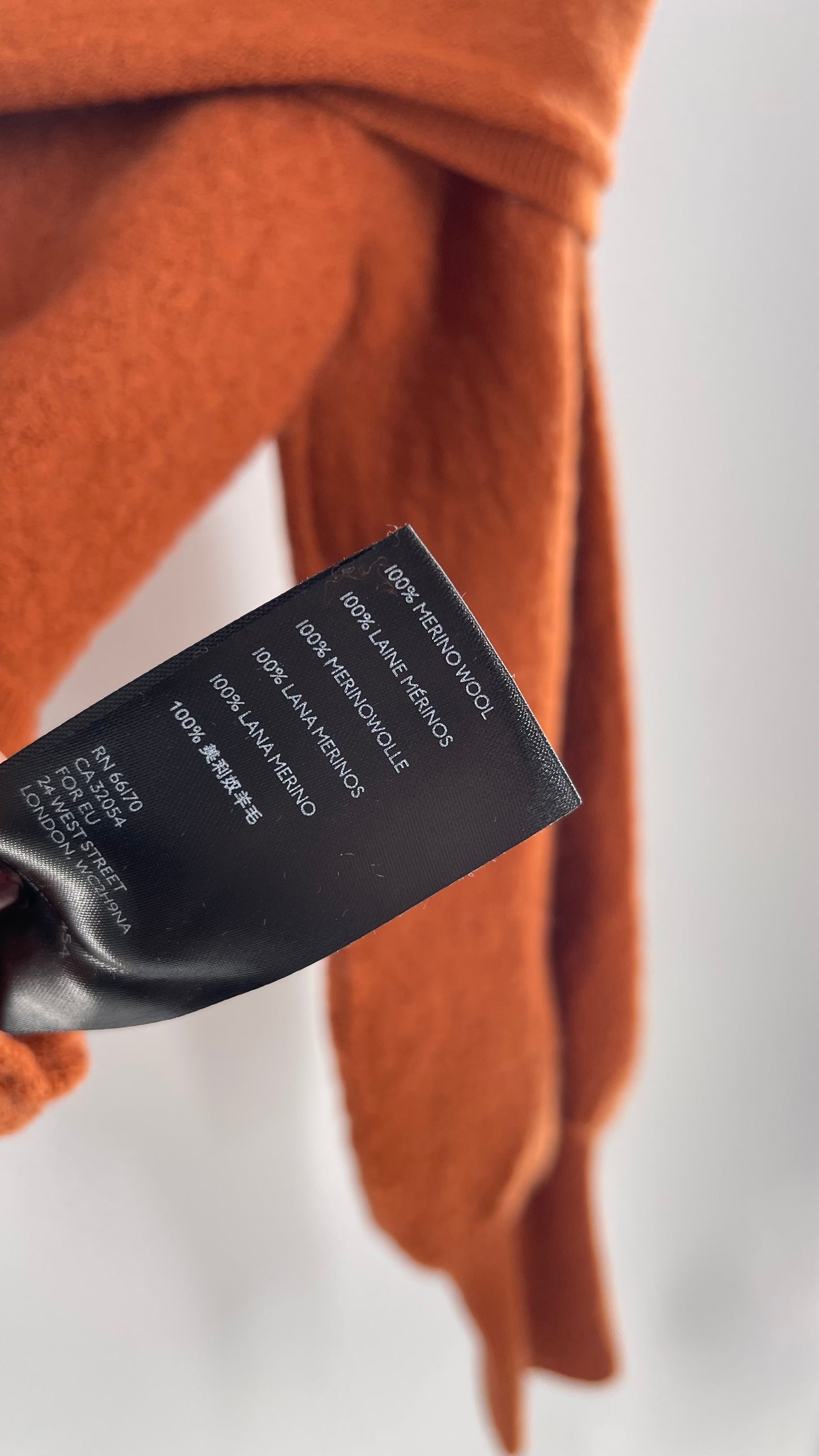 Anthropologie Burnt Orange 100% Merino Wool (Small)