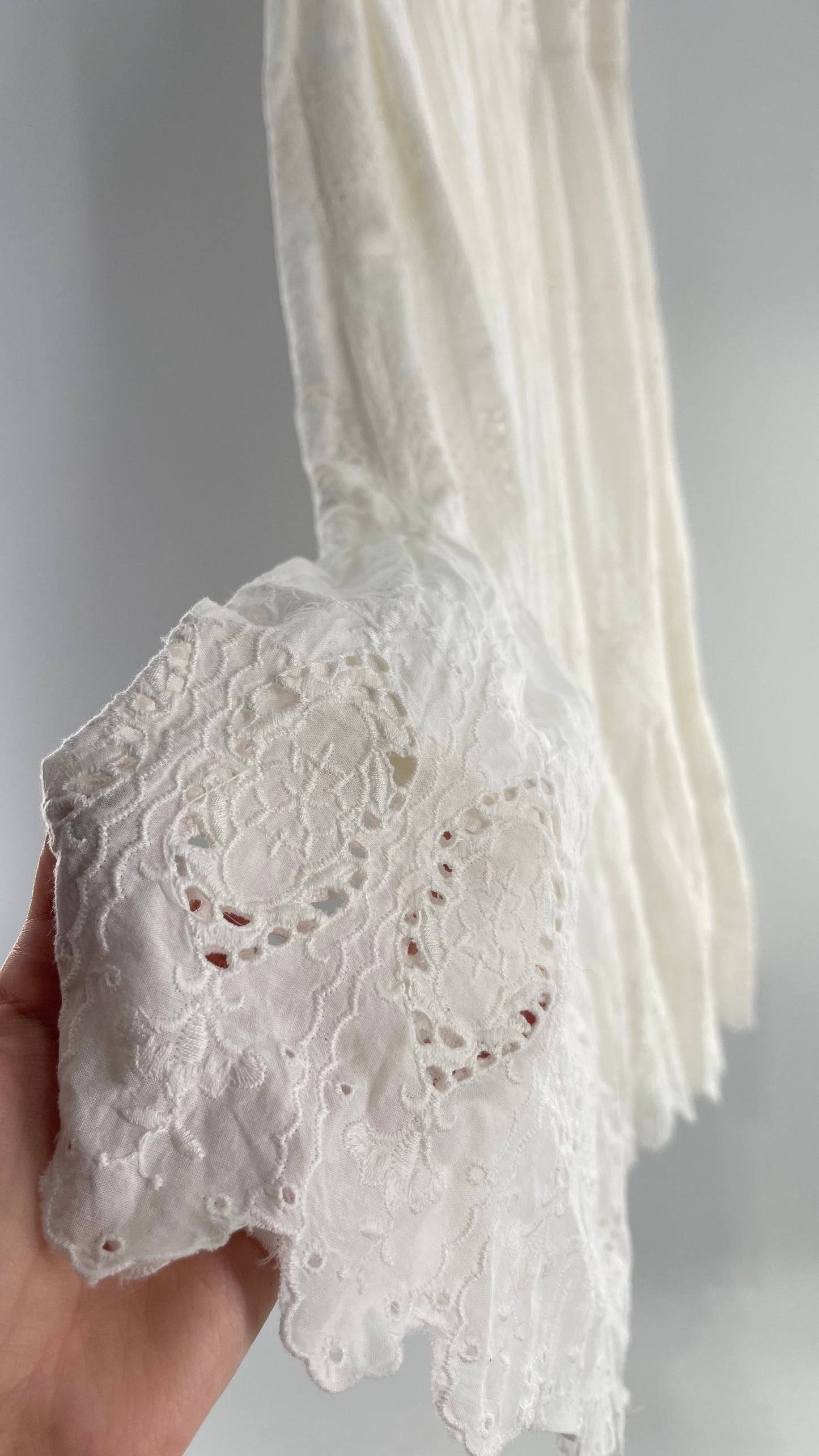 Maeve White Eyelet Tiered Lace Cotton Midi Dress (2)