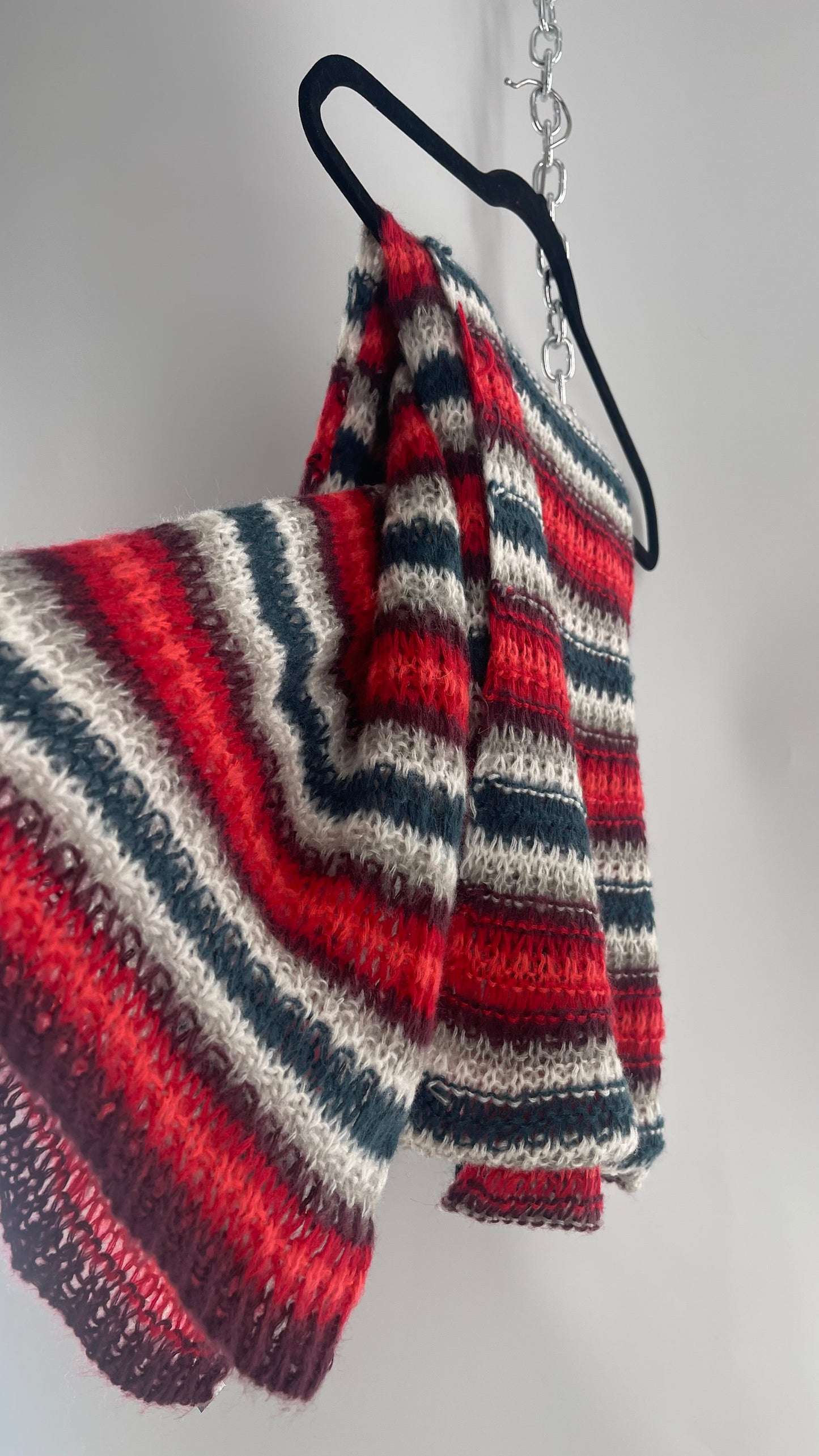 Open Knit Scarf Gray Tones