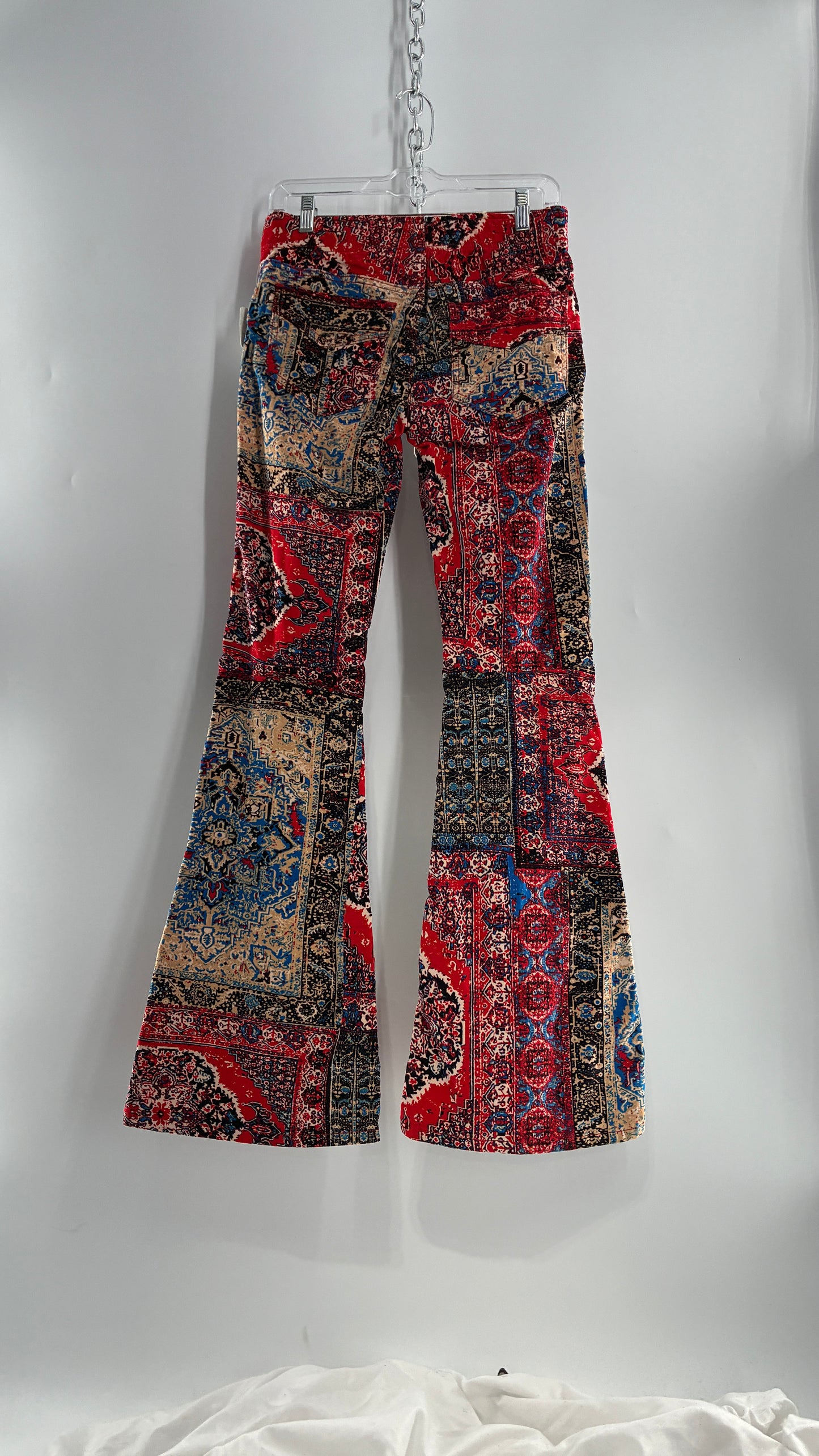 Free People Red, White, Blue Tapestry Patchwork Corduroys with Tags Attached (27)