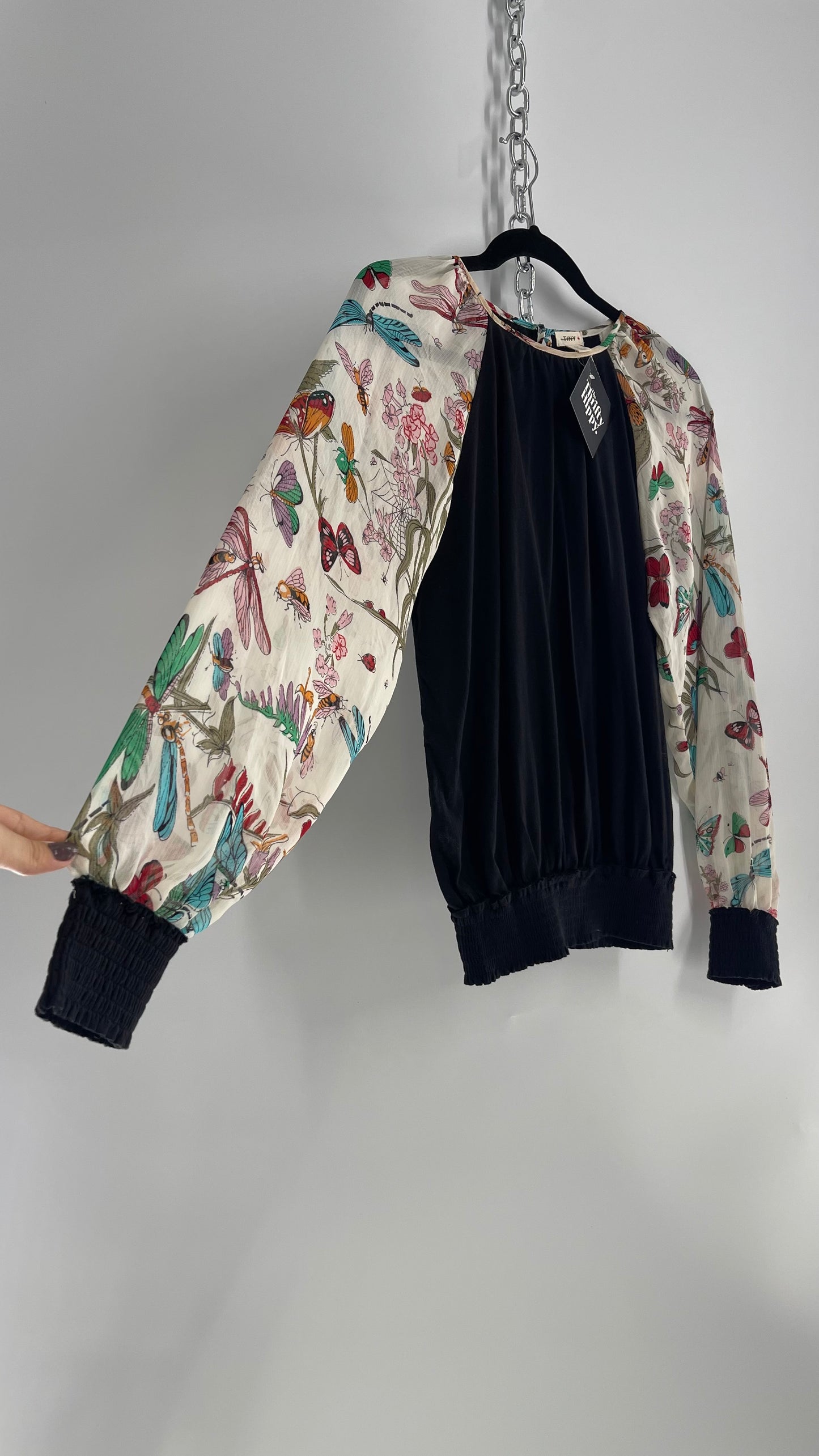 TINY Anthropologie Butterfly/Insect/Garden Balloon Sleeve (Small)