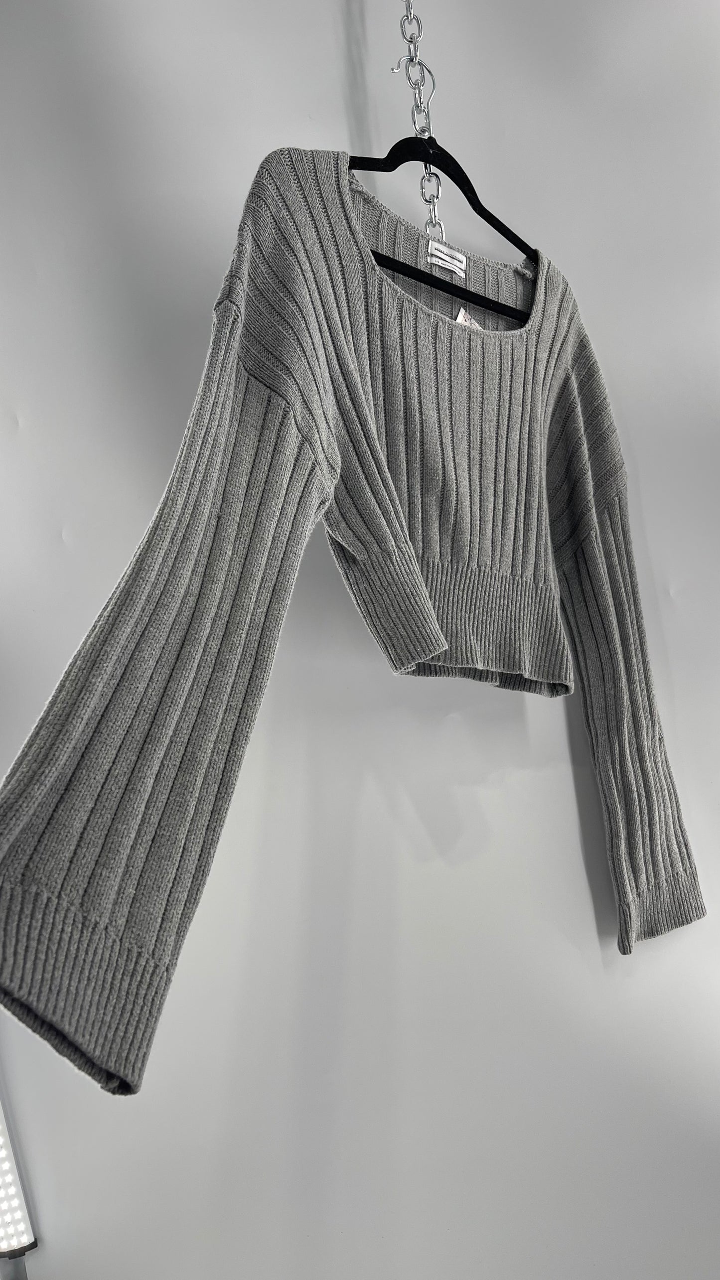 Urban Outfitters Grey Knit Ribbed Cropped Sweater (L)