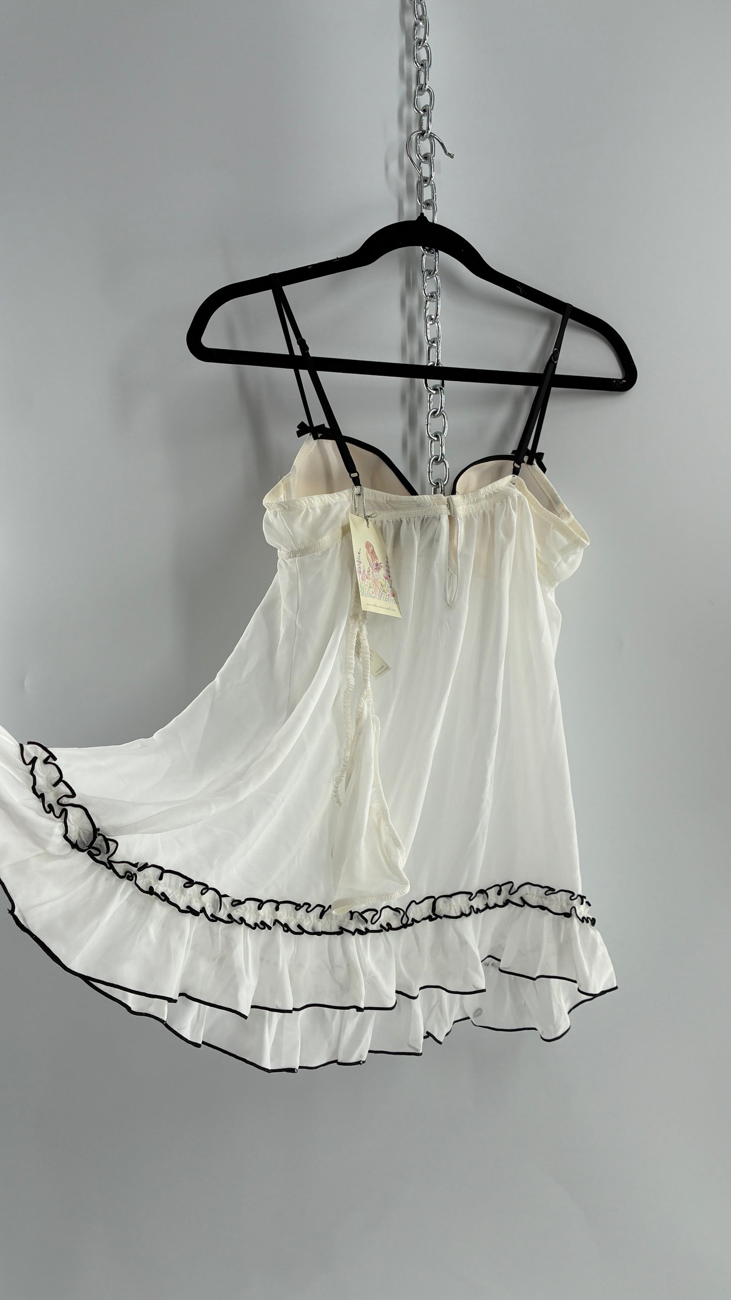 Deadstock Vintage In Bloom Babydoll Camisole and Thong Set with Tags (Medium)