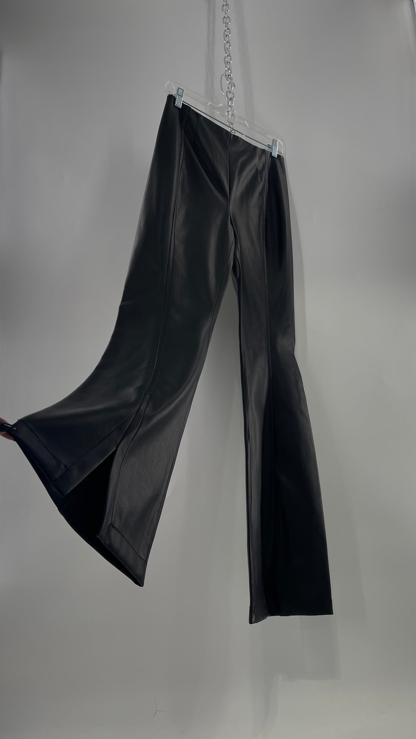 Free People Black Vegan Leather Kick Flares (28)