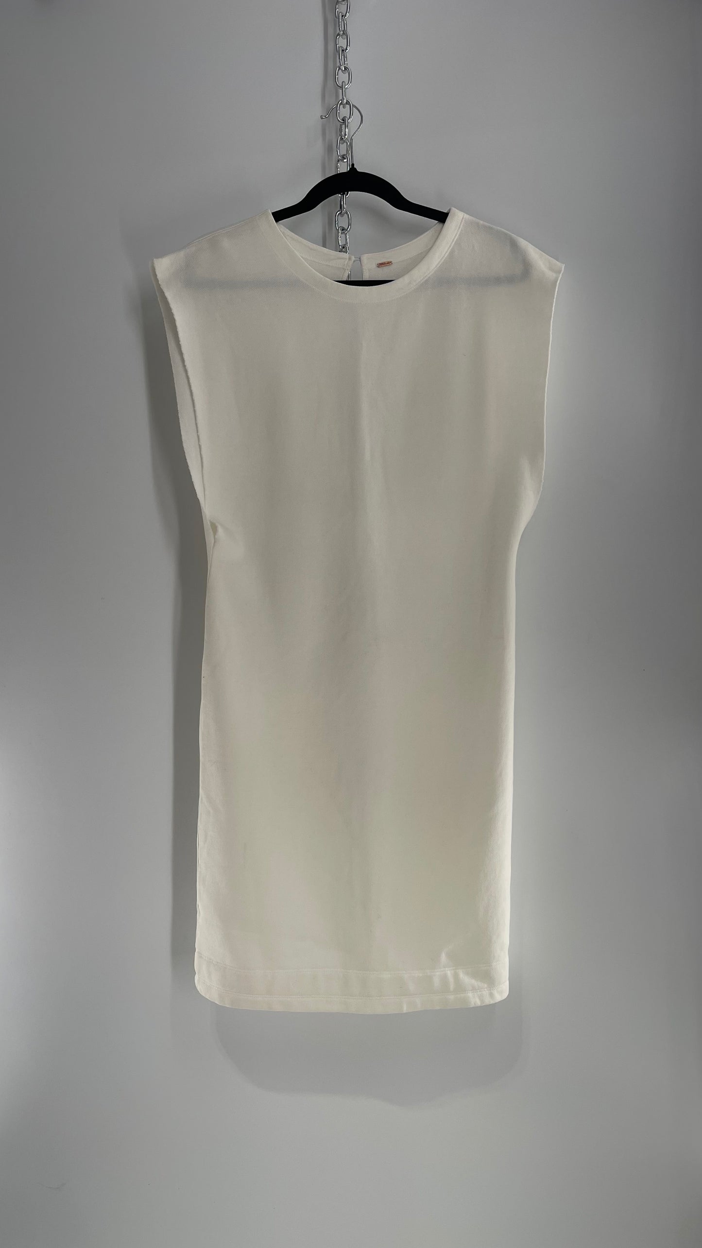 Free People White Sleeveless Jersey Mini Dress (Medium)