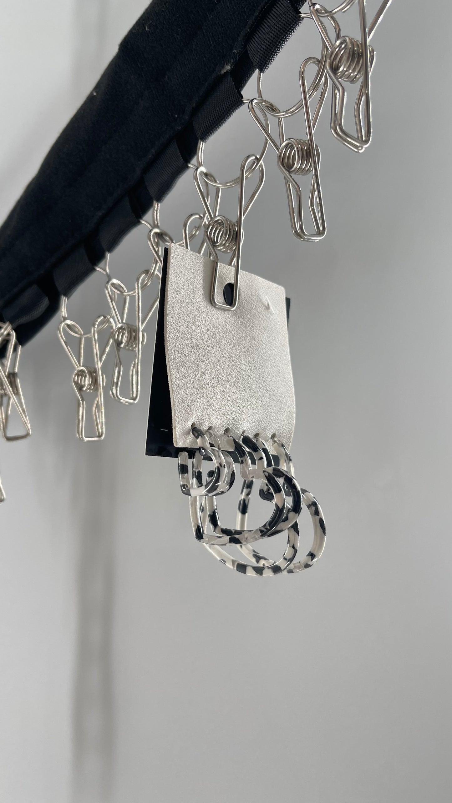Free People Black/White Marble Heart Earring Set