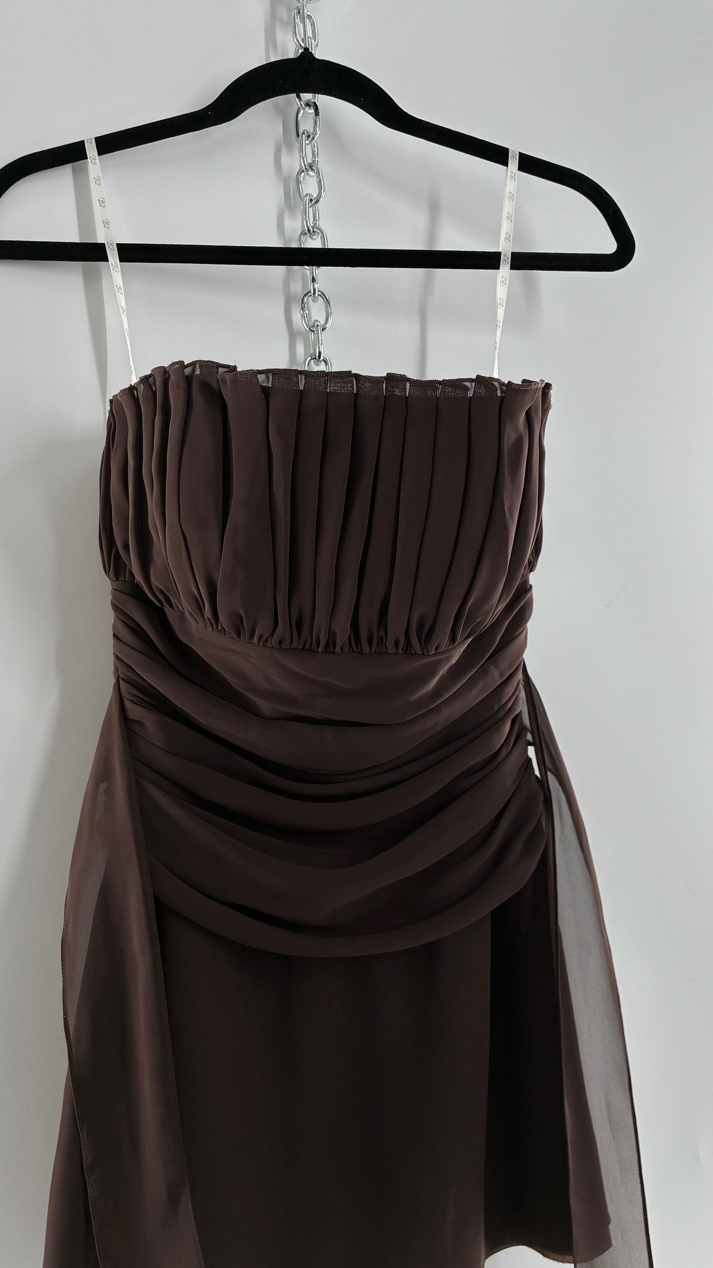 Vintage Brown Ruched Chopped Blouse with Pleated Bust (6)