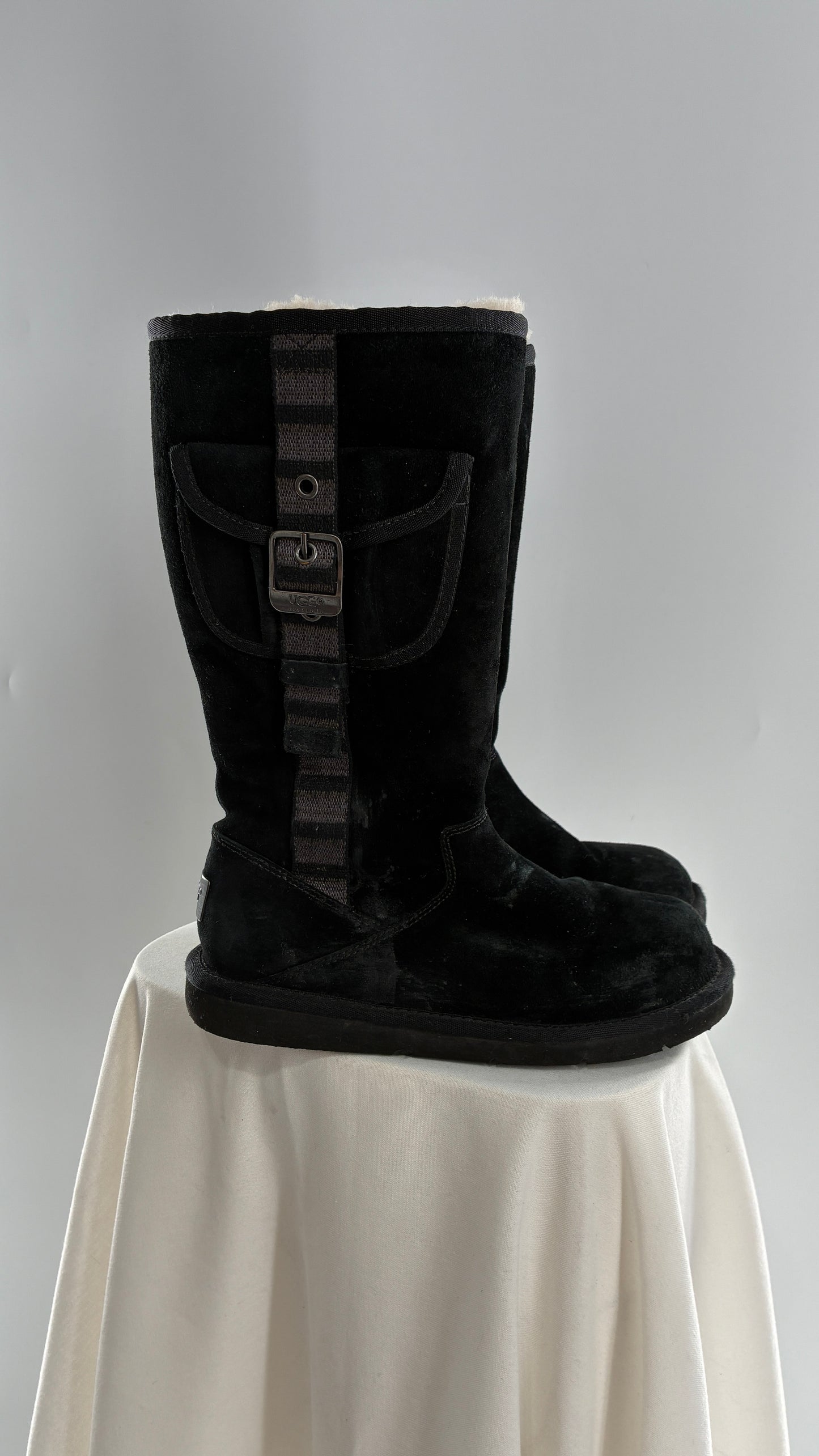 UGG Australia Black Suede Tall Cargo Boot (6)