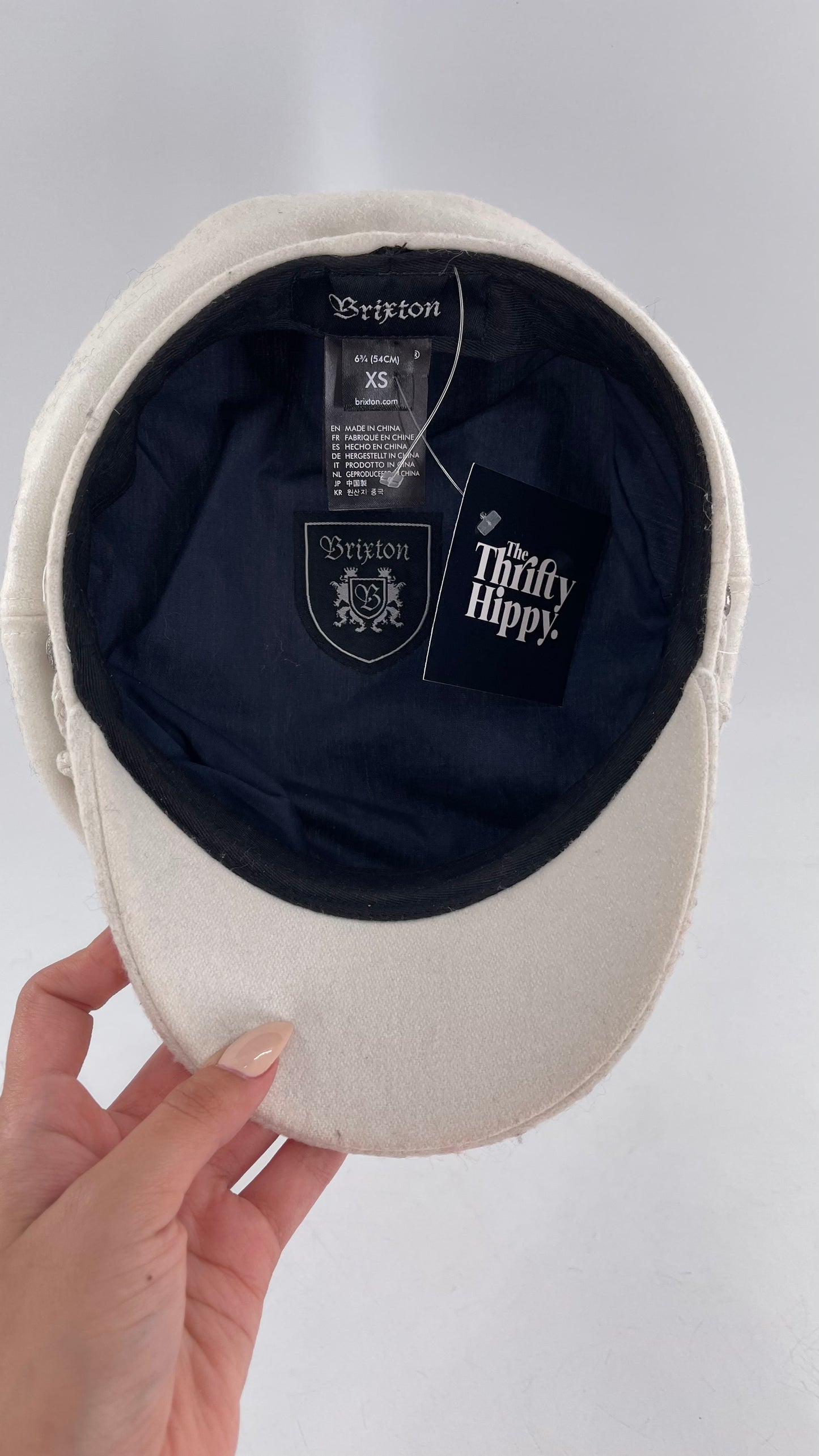 BRIXTON White Felt Newsboy Cap (6 3/4)