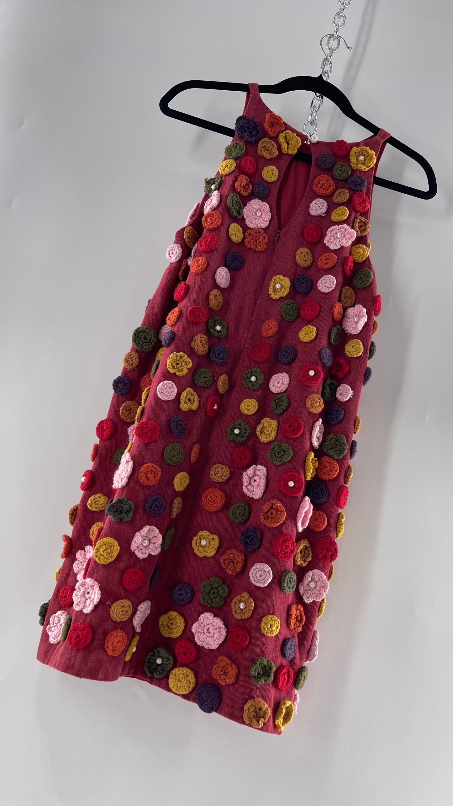 GUILD KALLOS Crochet Flower Appliqué Shift Dress (6)