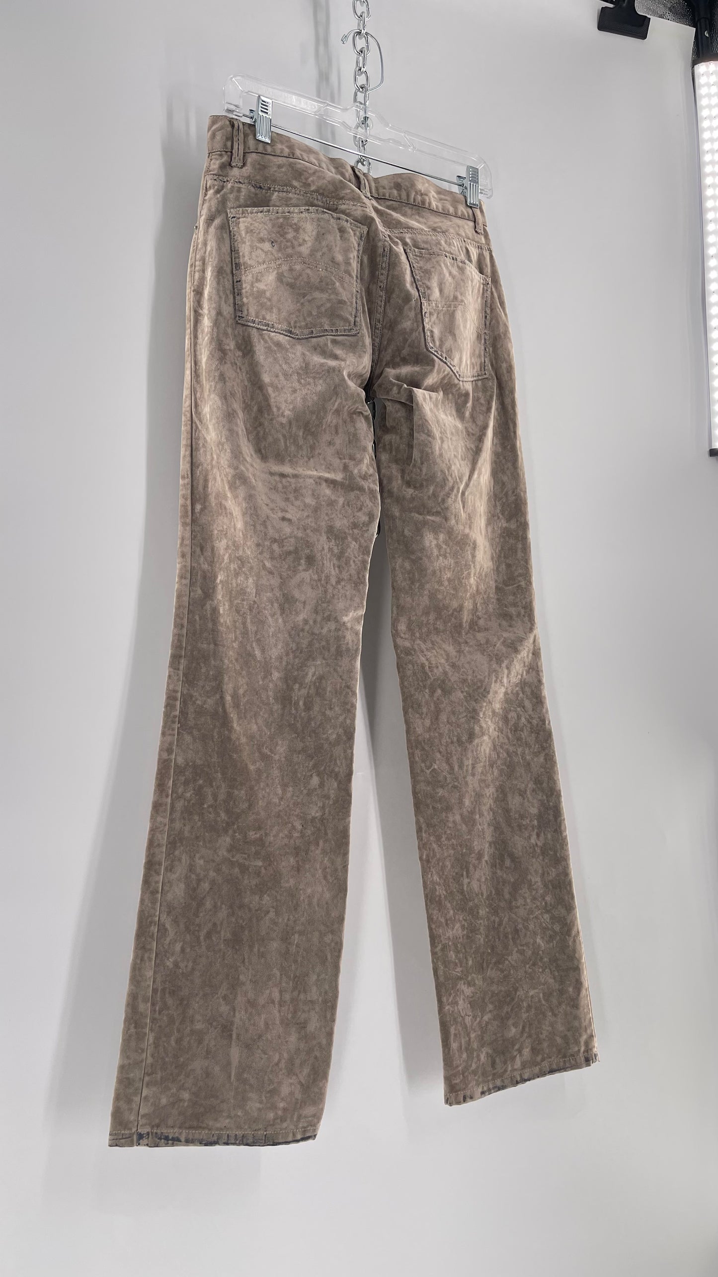 Armani Exchange Grey Velour Straight Legs with Denim Seam Details (Size 4)
