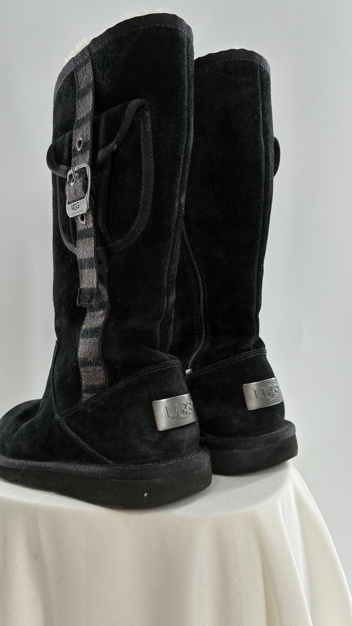 UGG Australia Black Suede Tall Cargo Boot (6)