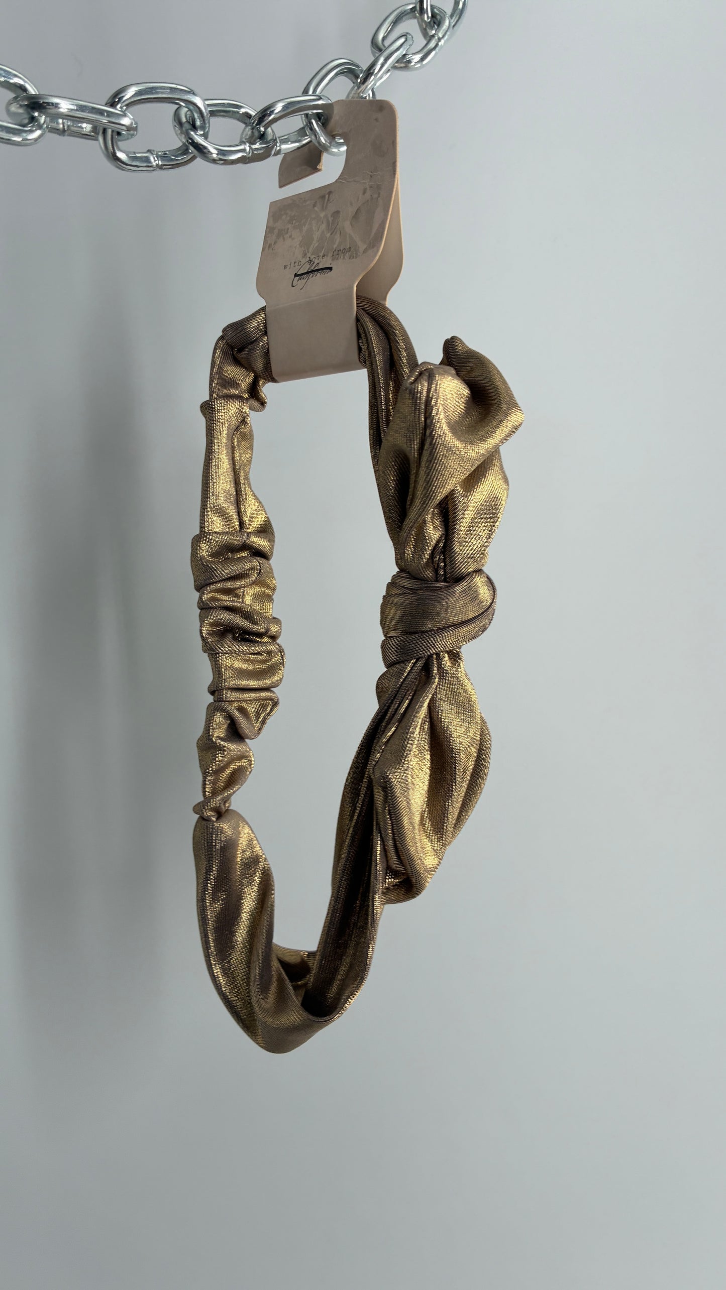 Bronze Metallic Gold Headband with Tags Attached