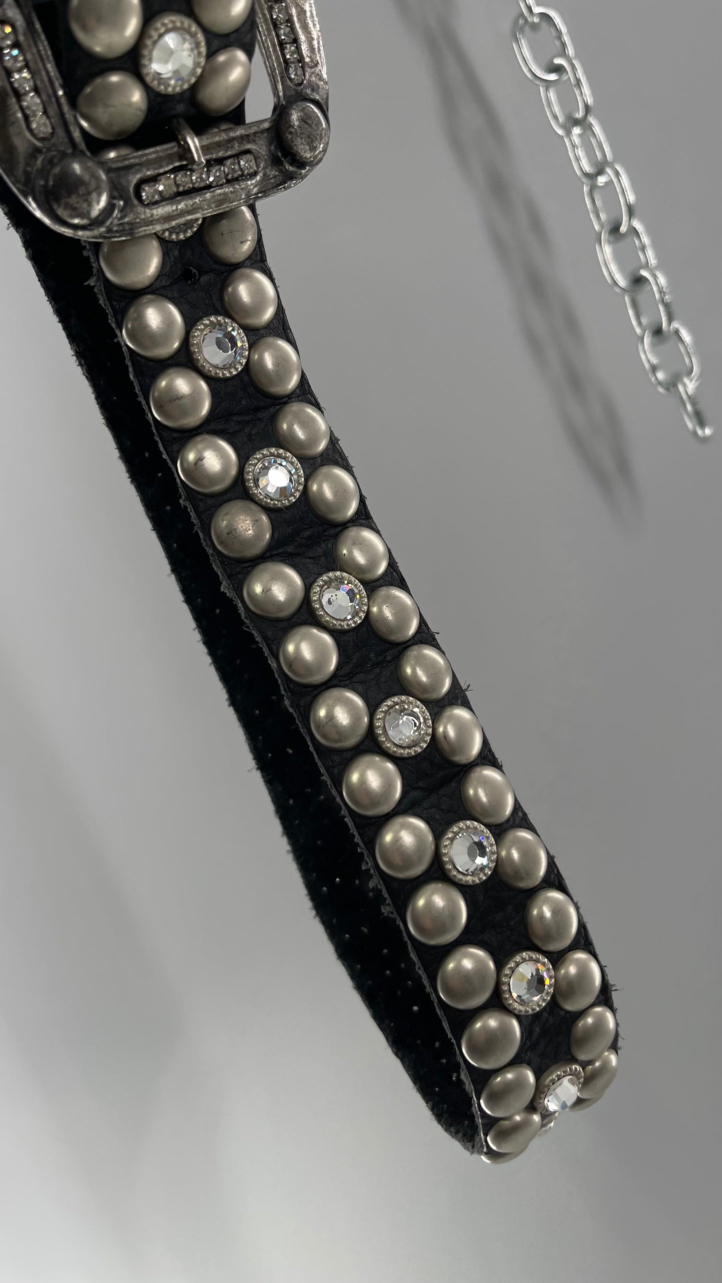Vintage NEW Swarovski Crystal Iconic Cowboy Belt with Studded Leather Detailing (Small)