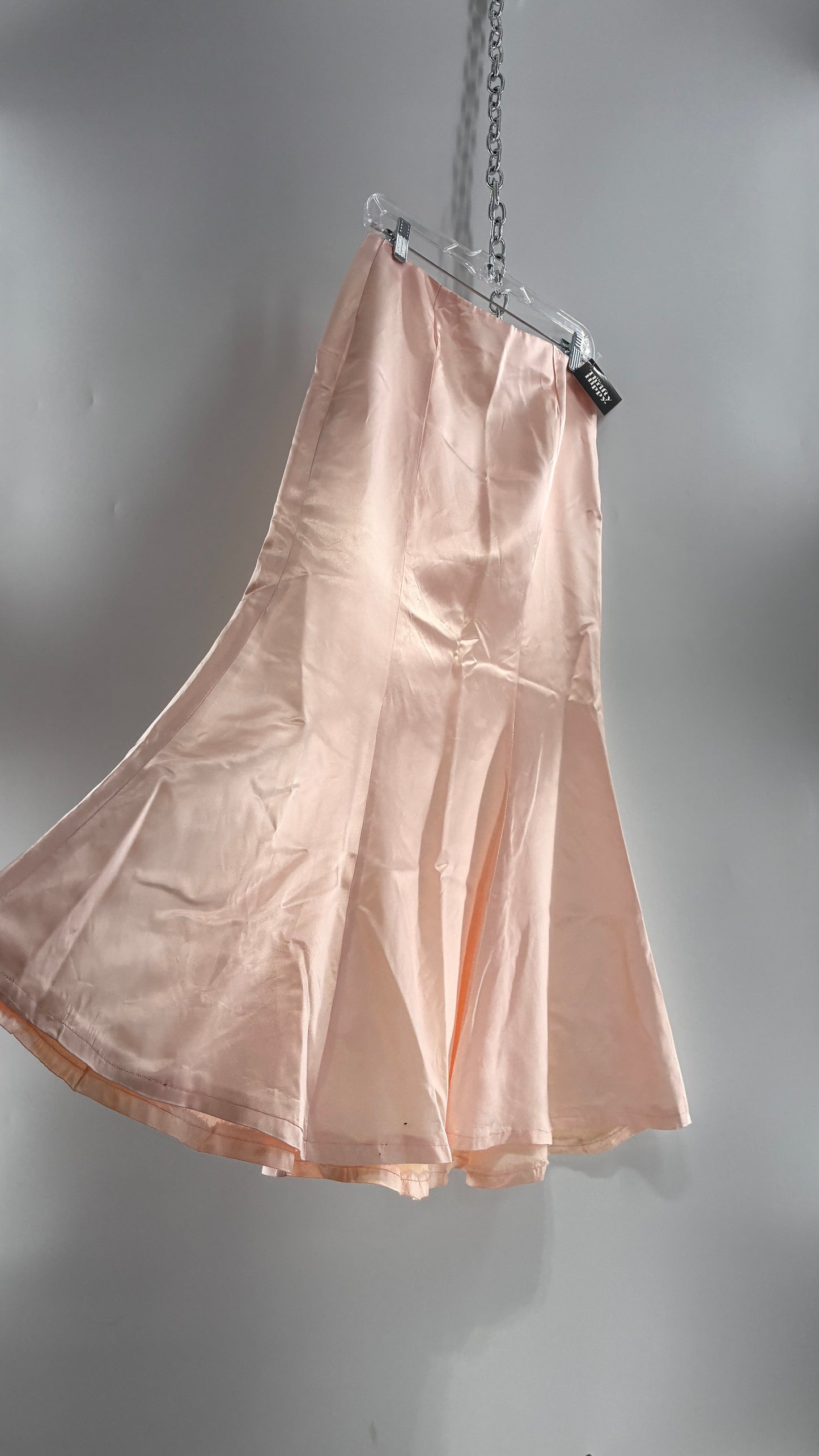 Vintage Peach Toned Satin Handmade Mermaid Style Paneled Skirt