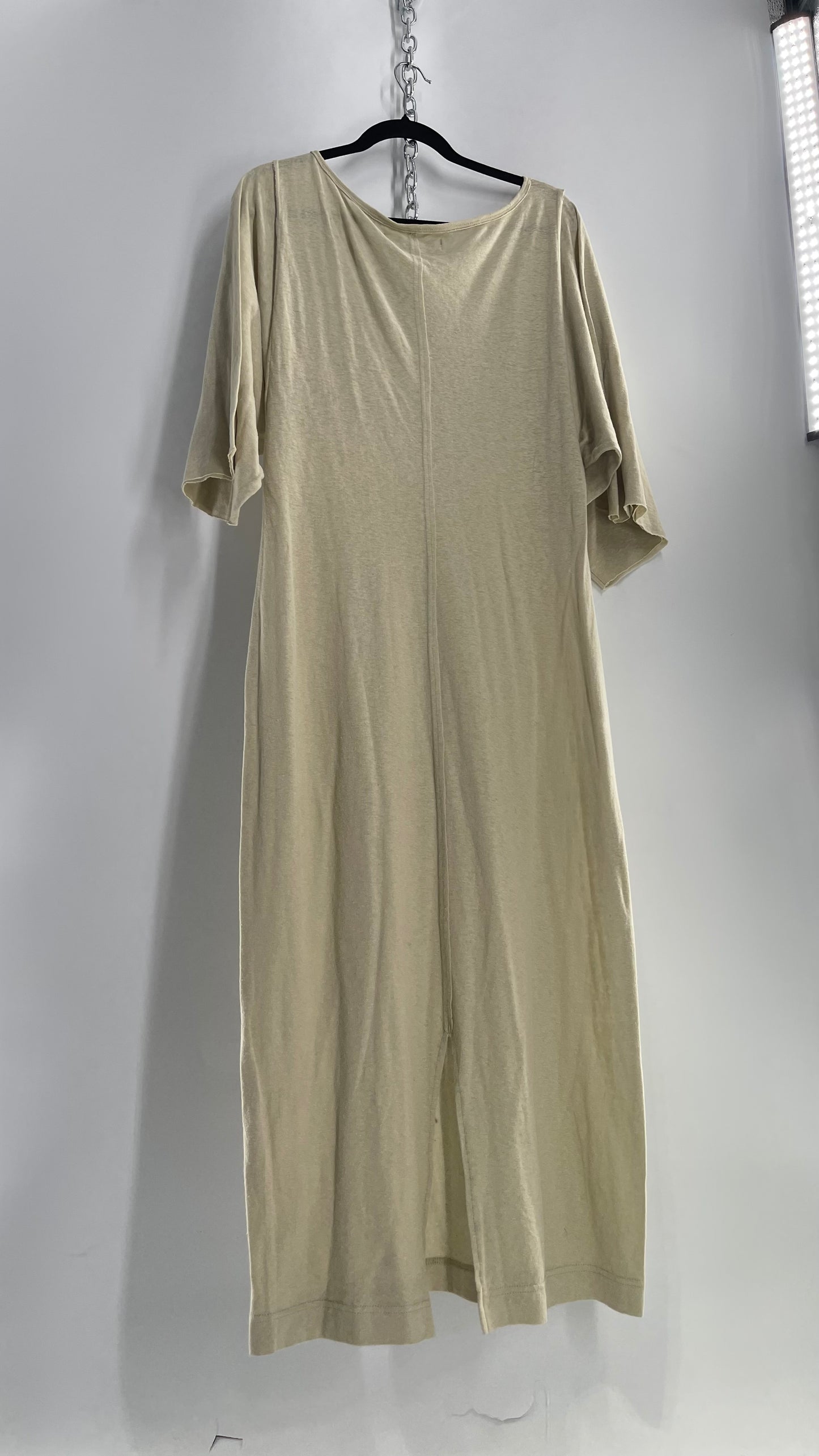 Free People Sage Cotton Full Length T Shirt Style Dress (Medium)