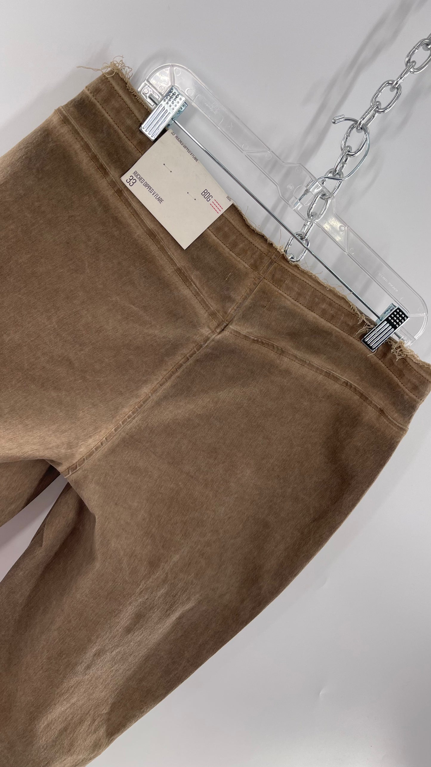 BDG Brown Scrunch Front Kick Flare Bell Bottoms with Side Zipper (33)