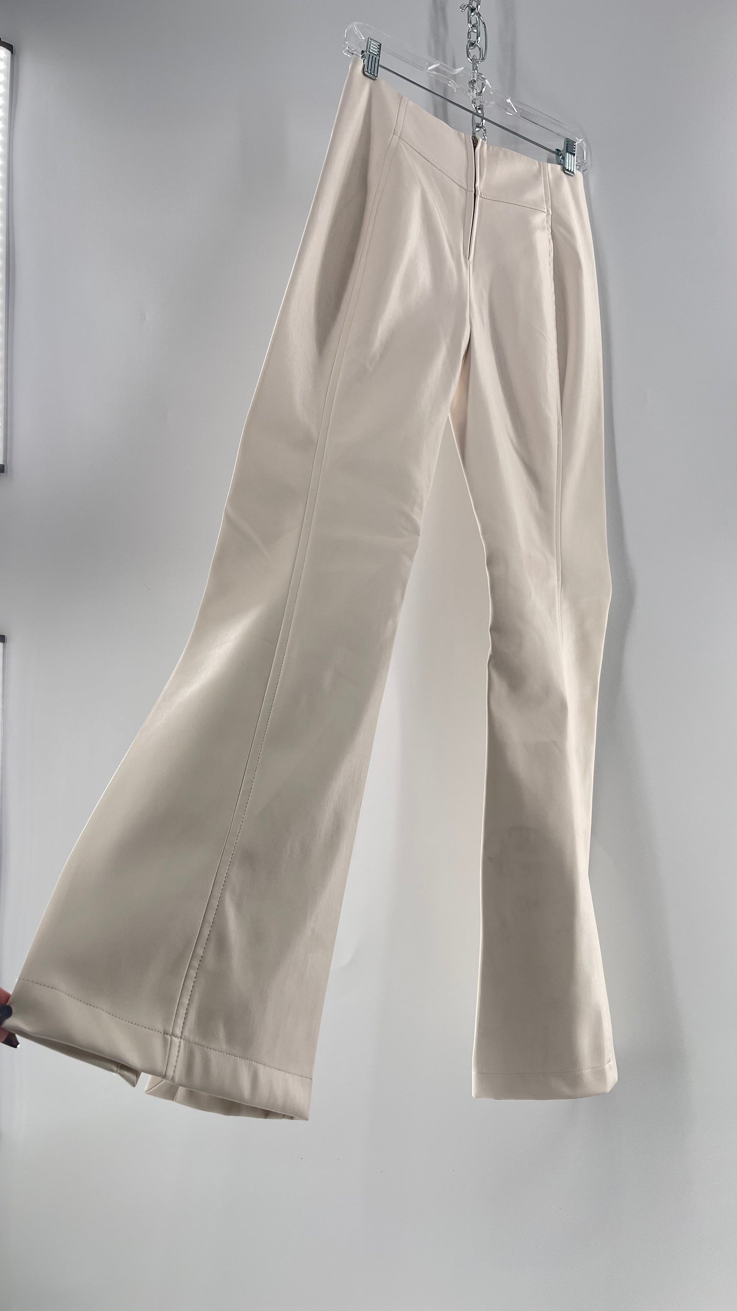 Free People White Cream Faux Flare Leather Pants (29)