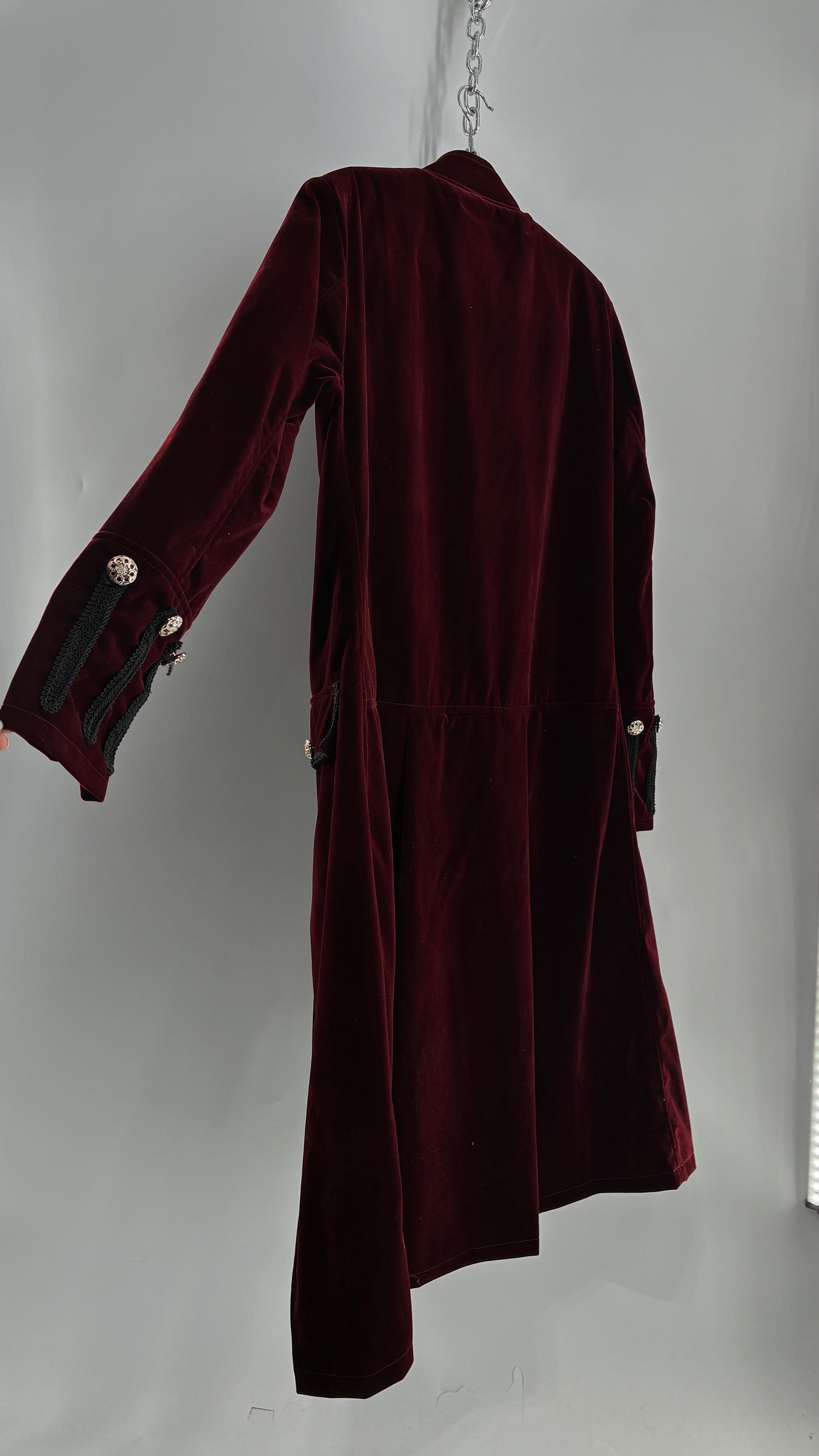 Velour Crimson Steampunk Drummer Coat (XL)