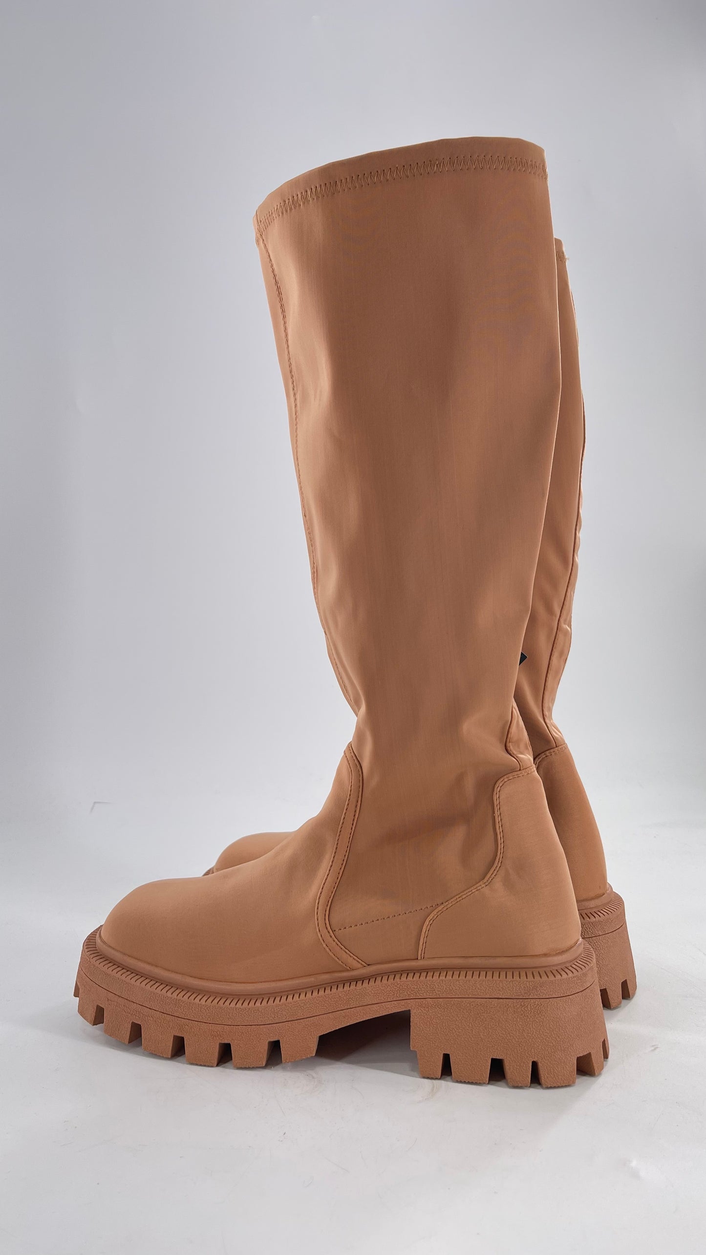 Urban Outfitters Tan Knee High Square Toe Sock Boot (8)