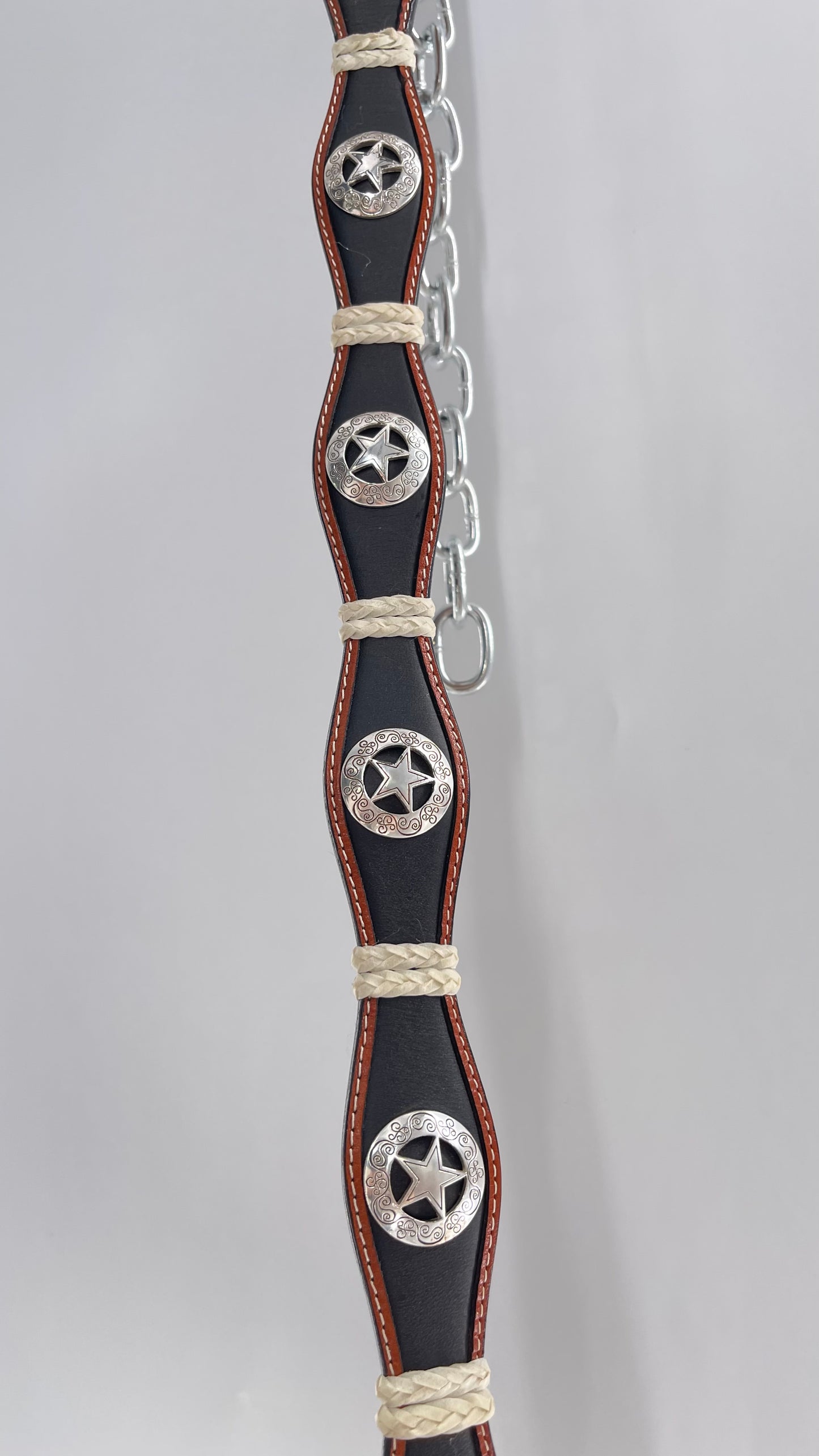Vintage Ranger Belt Company Genuine Handtooled Leather Metal Stars Embellishments (36)