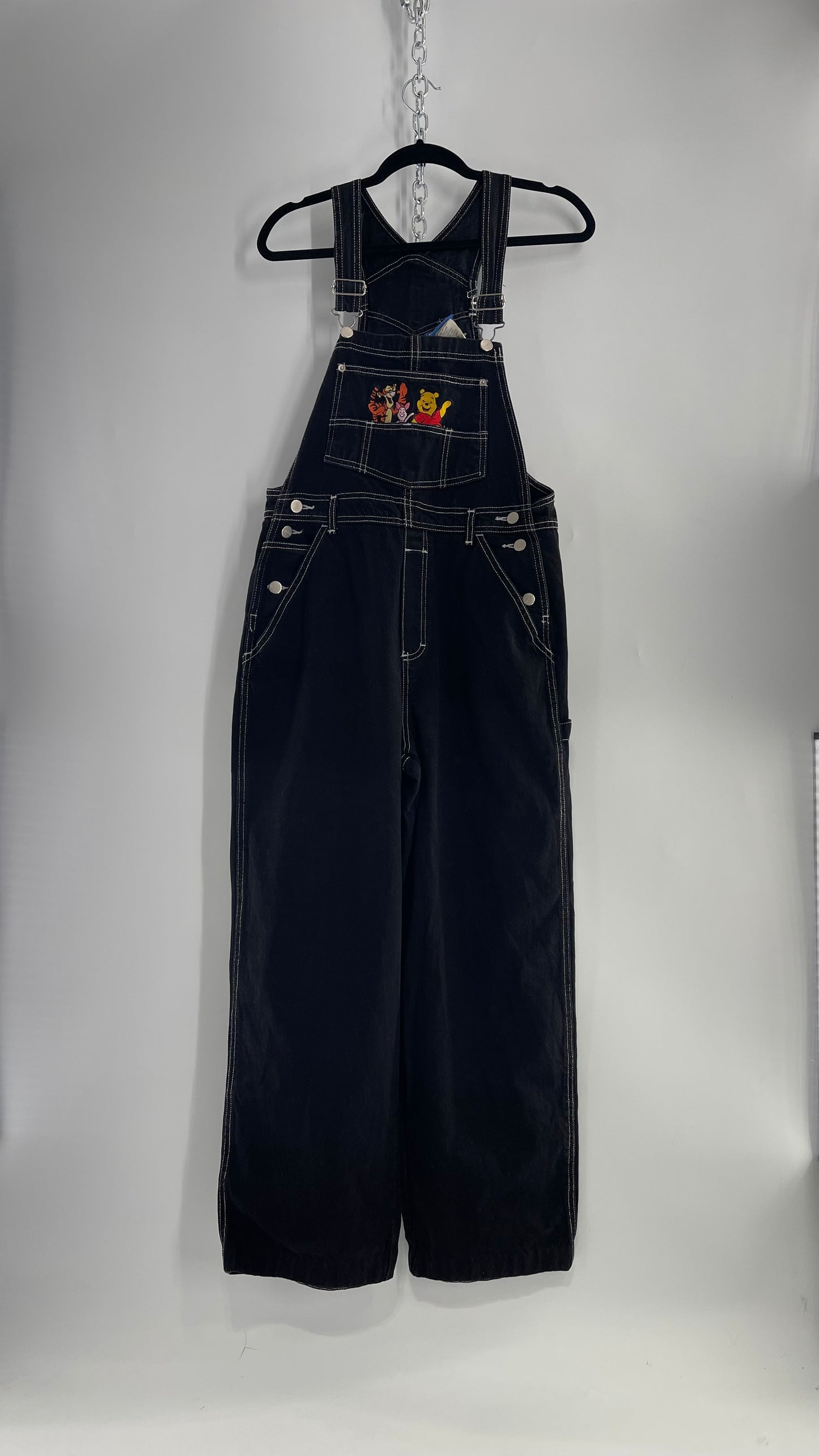 Vintage 80s Nostalgic Disney POOH Denim Embroidered Overall Jumpsuit (Medium)