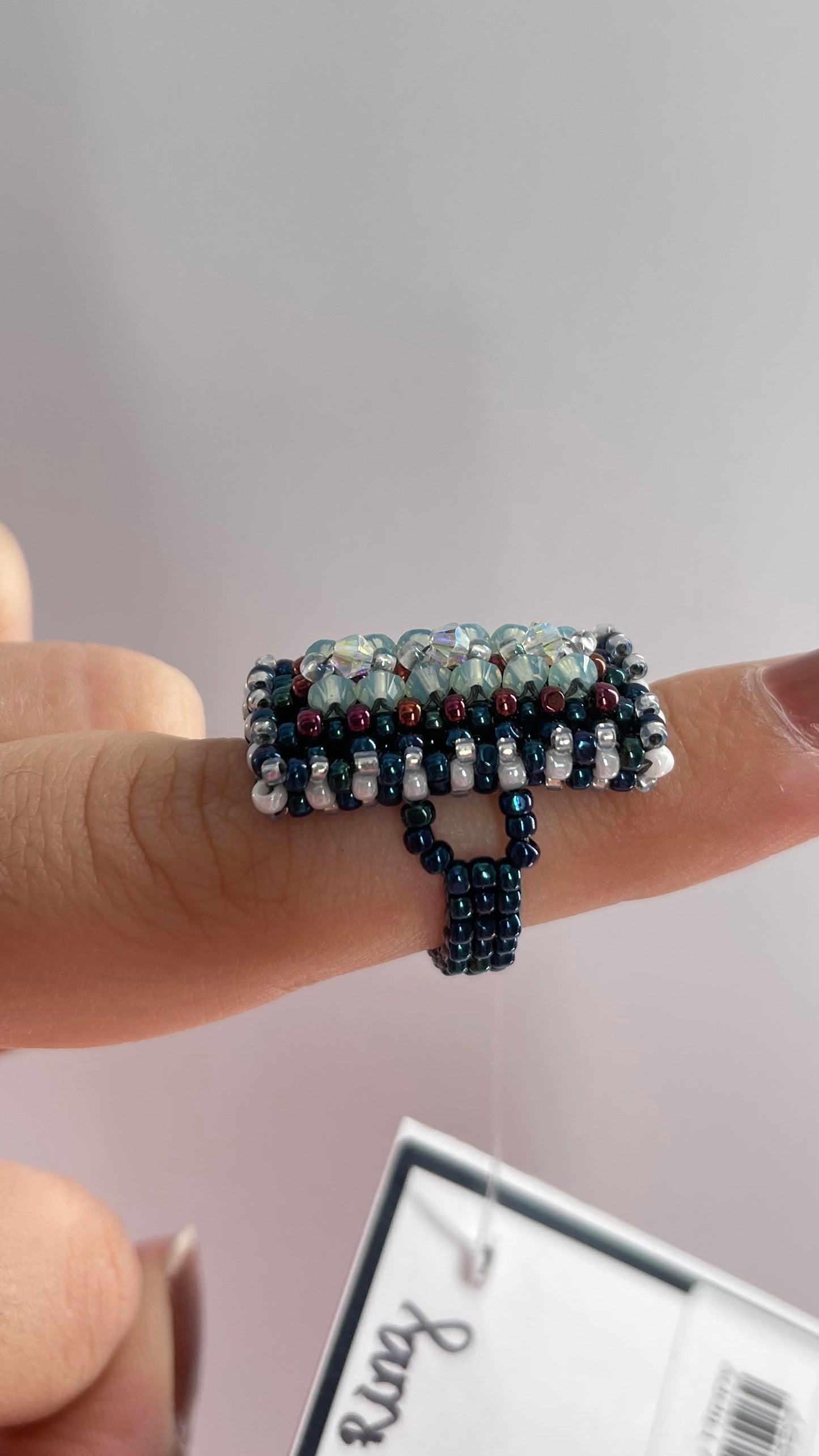 Vintage 70s Fully Beaded Ring