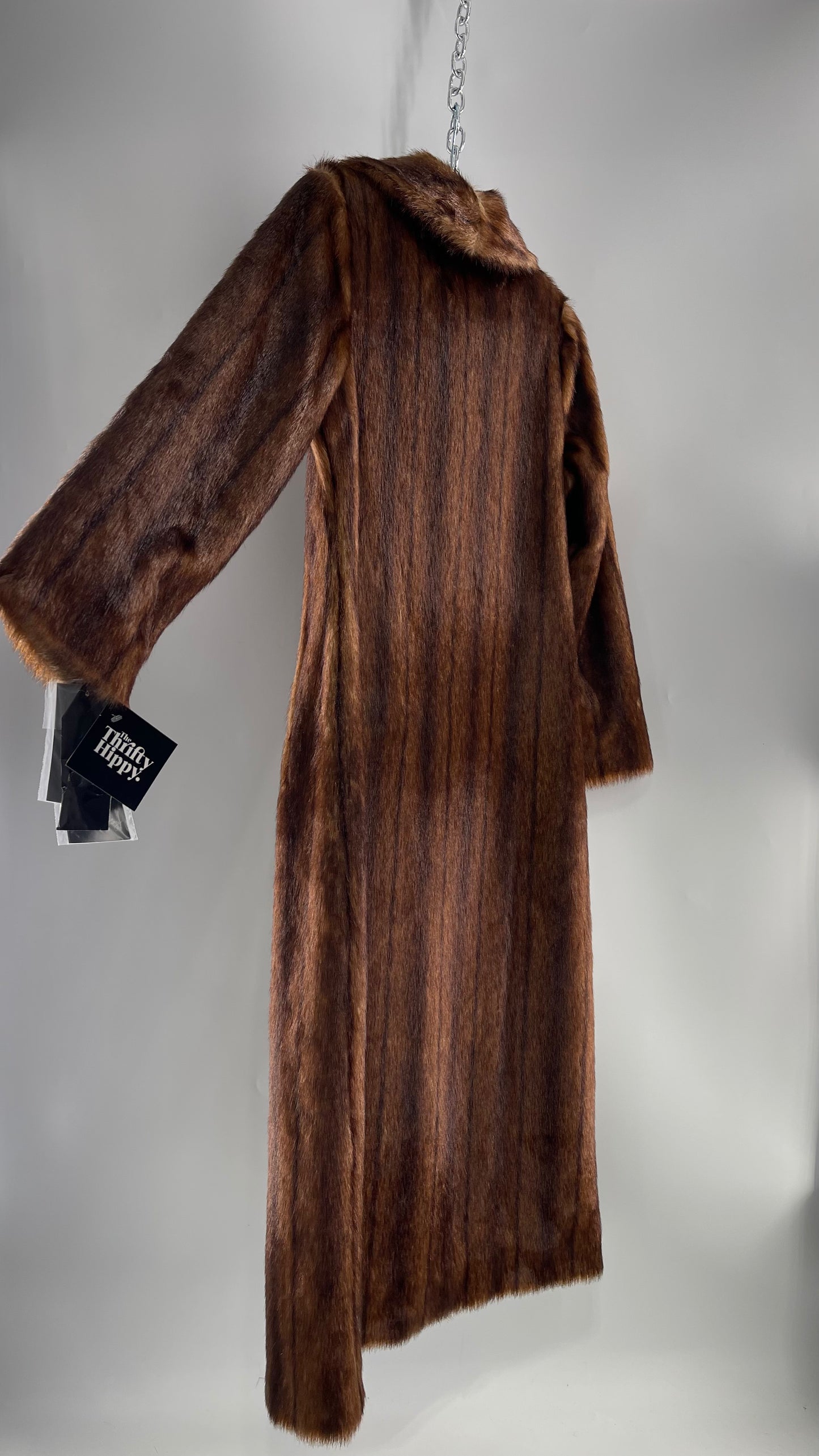 Deadstock Vintage Pamela McCoy Full Length Faux Fur Duster Coat (XS)