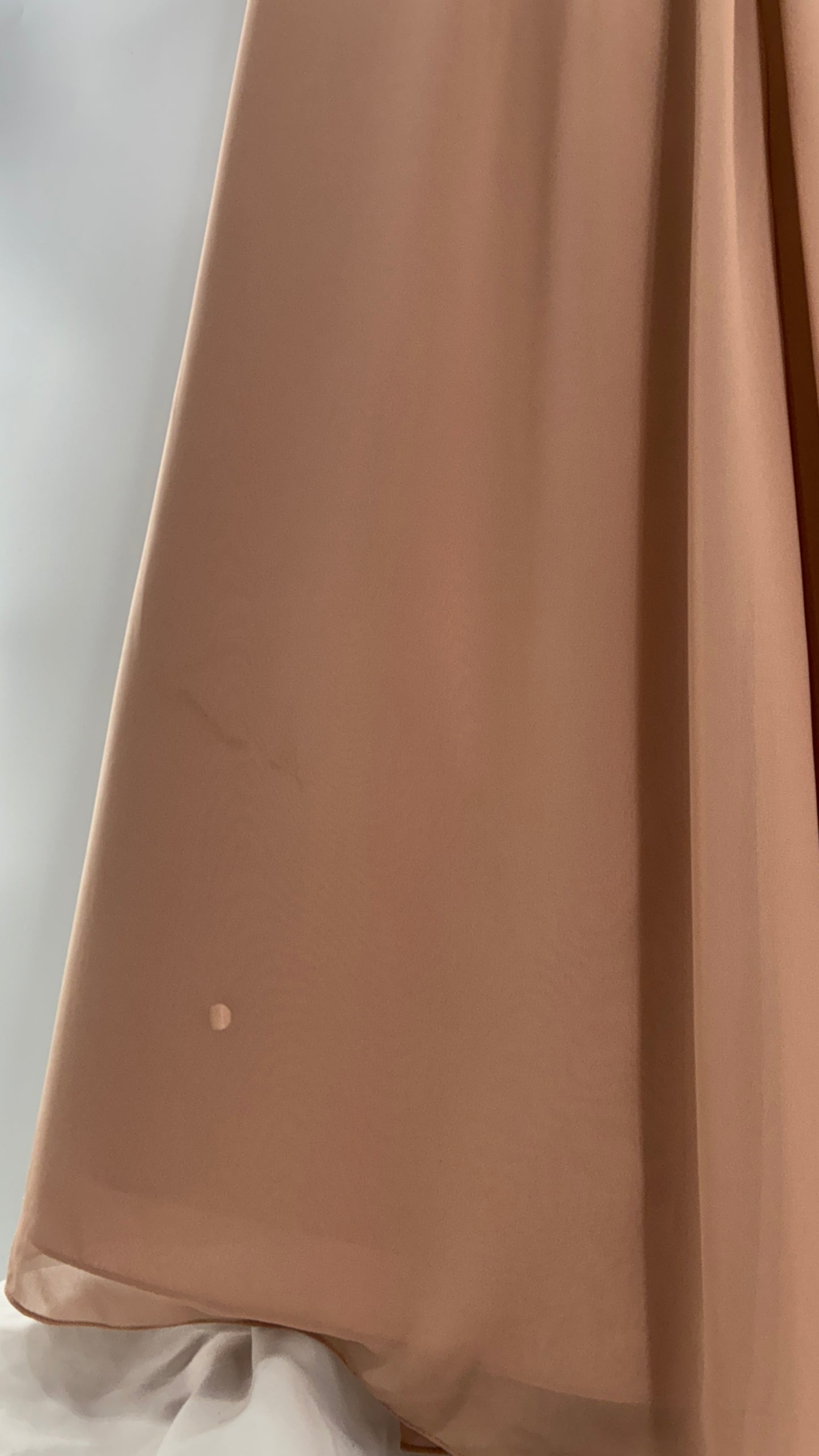 Vintage BARI JAY Nude/Blush Pink Full Length Dress with Embellished Straps and Side Slit Detail (16W)