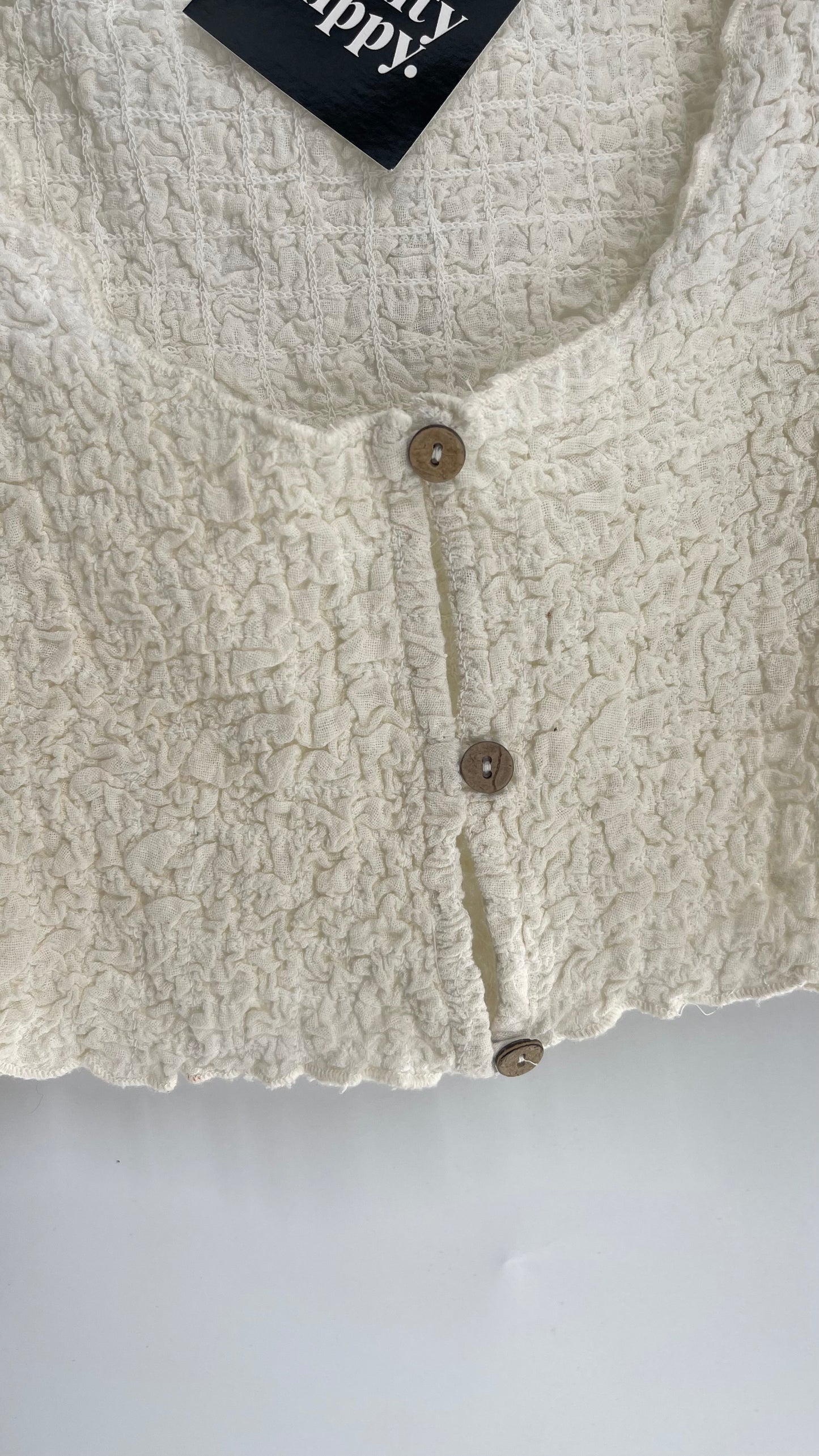 Free People Textured Off White Crop(Large)