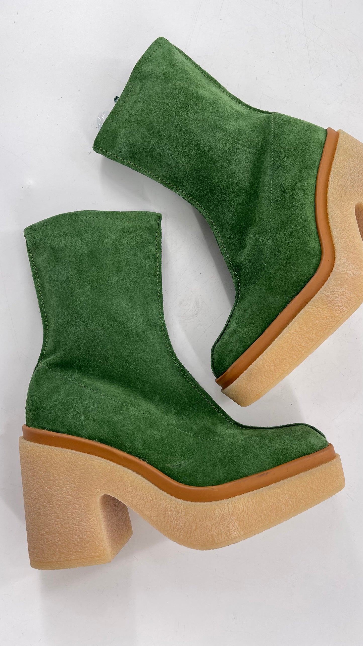 Free People Green Gigi Suede Leather Rubber Heel Boot (36.5)