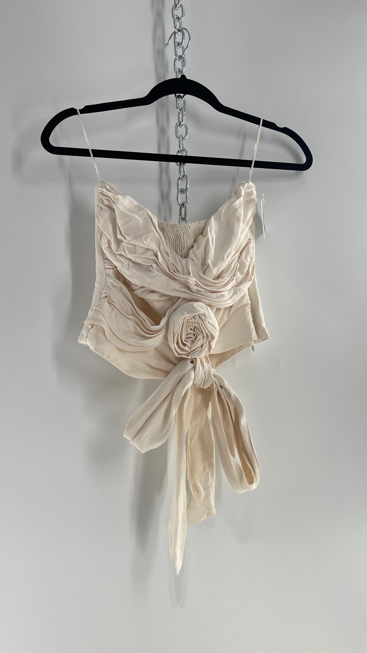 Zara Cream Strappy Rose Sleeveless (XS)