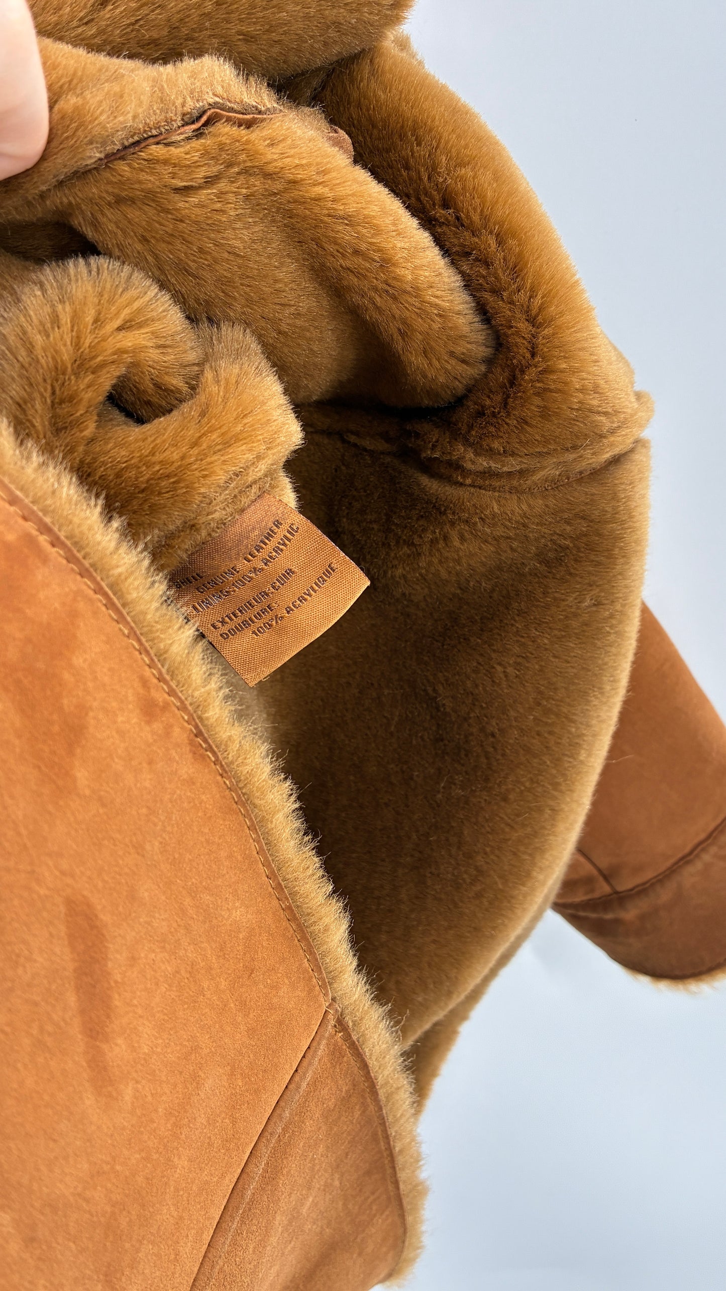 Vintage UGG Genuine Leather Button Front Fur Lined Jacket (Large)
