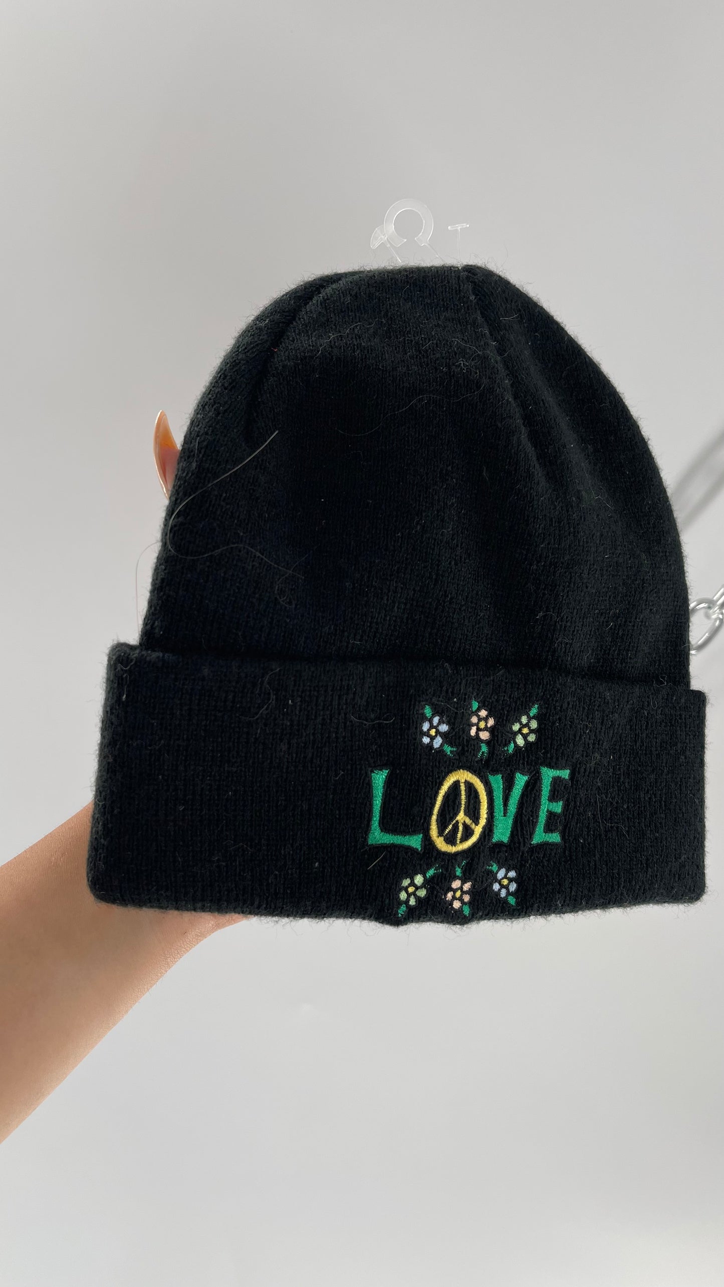 Coney Island Picnic Black Embroidered LOVE beanie