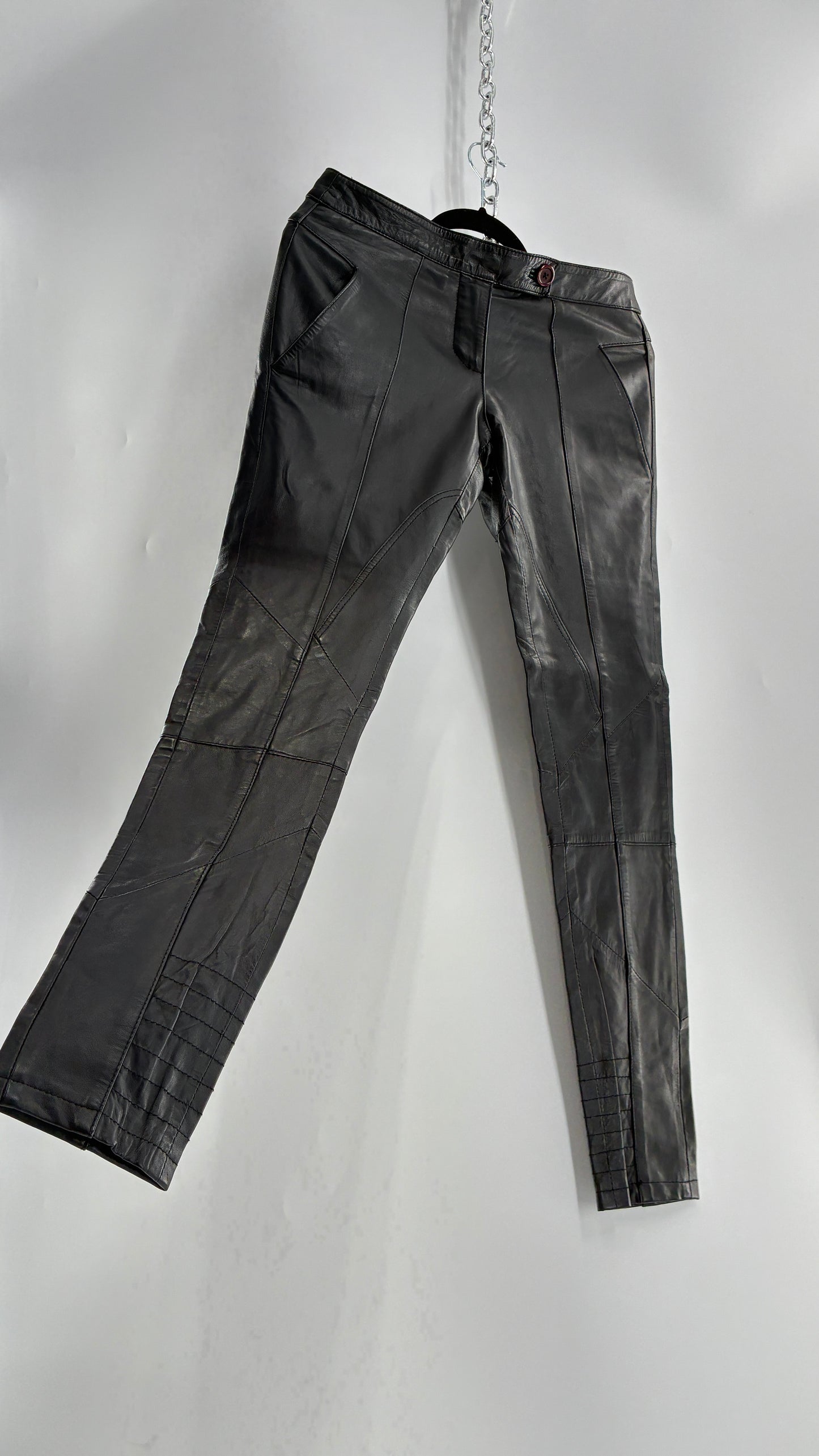 ASOS Low Rise Genuine Leather Patchwork Style Motorcycle Pants (6)