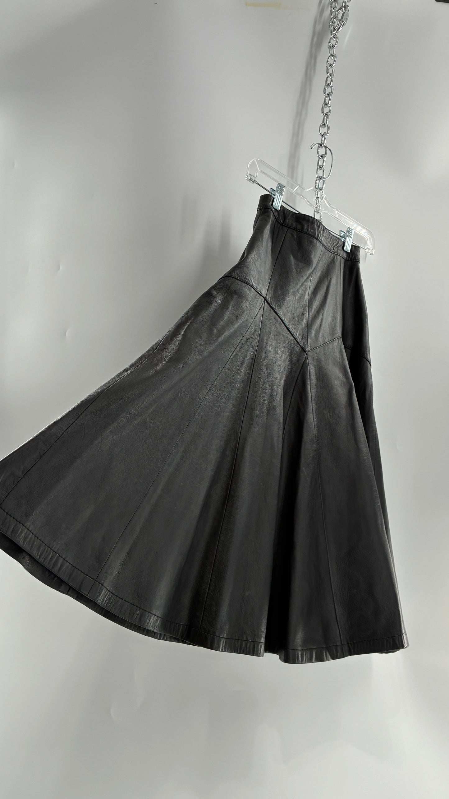 Vintage Fergs Omorro Leather Full Circle Skirt Made in Italy (XS)